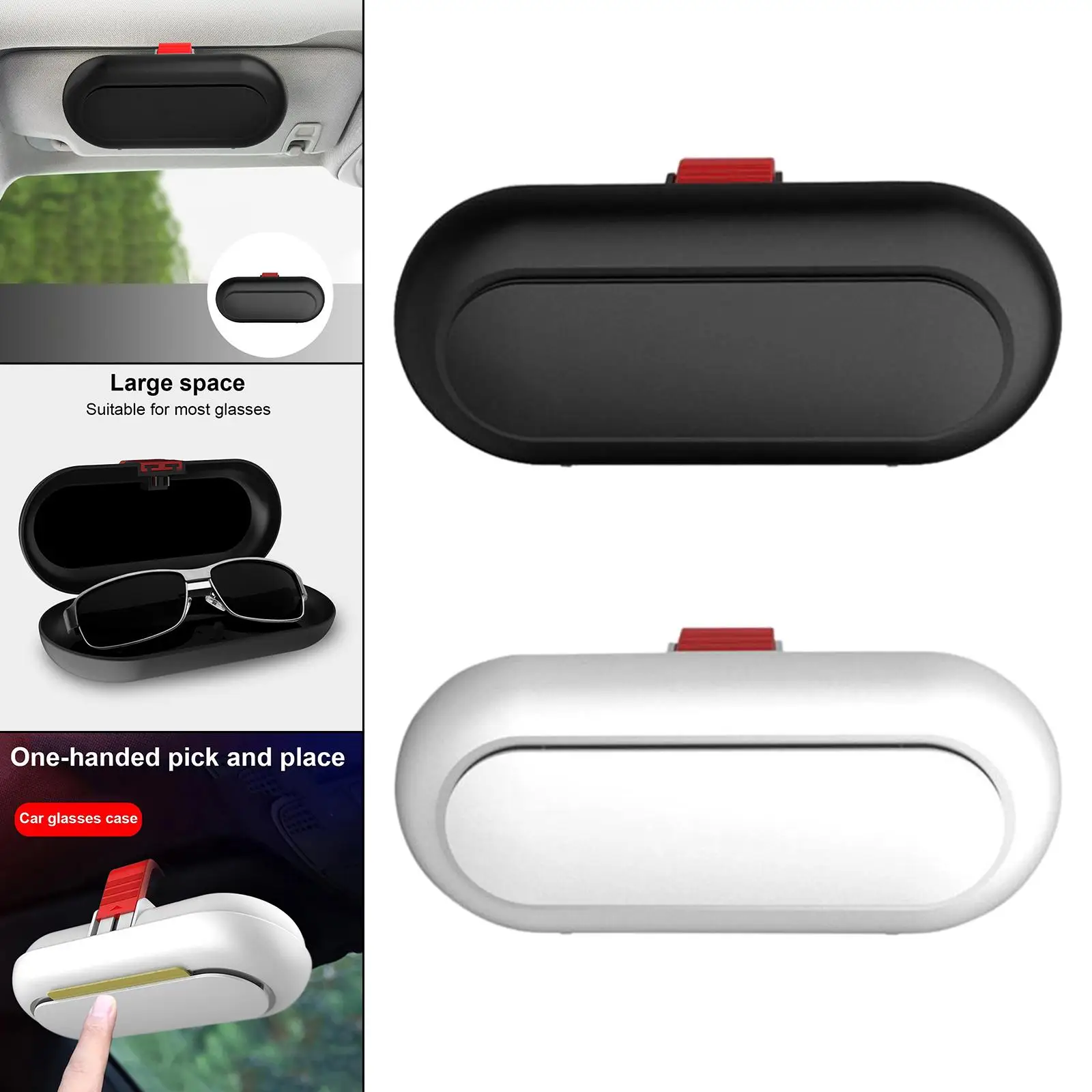 Car Interior Glasses Case Electroplating Clip Eyewear Storage Box for Sun Visor
