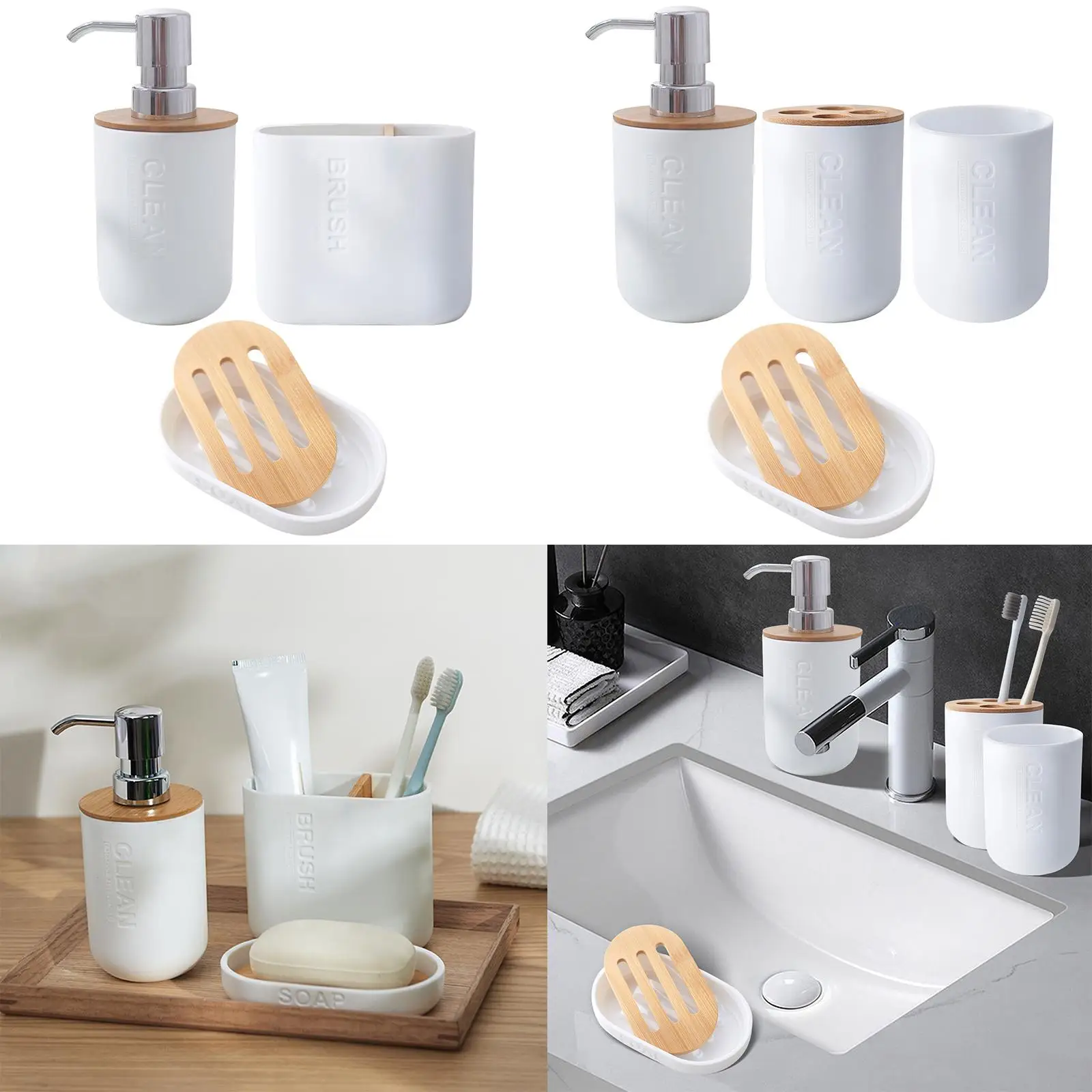 Ceramic White Bathroom Accessories Set Lotion Dispenser Soap Dish for Apartment Countertop Household Restroom Hotel