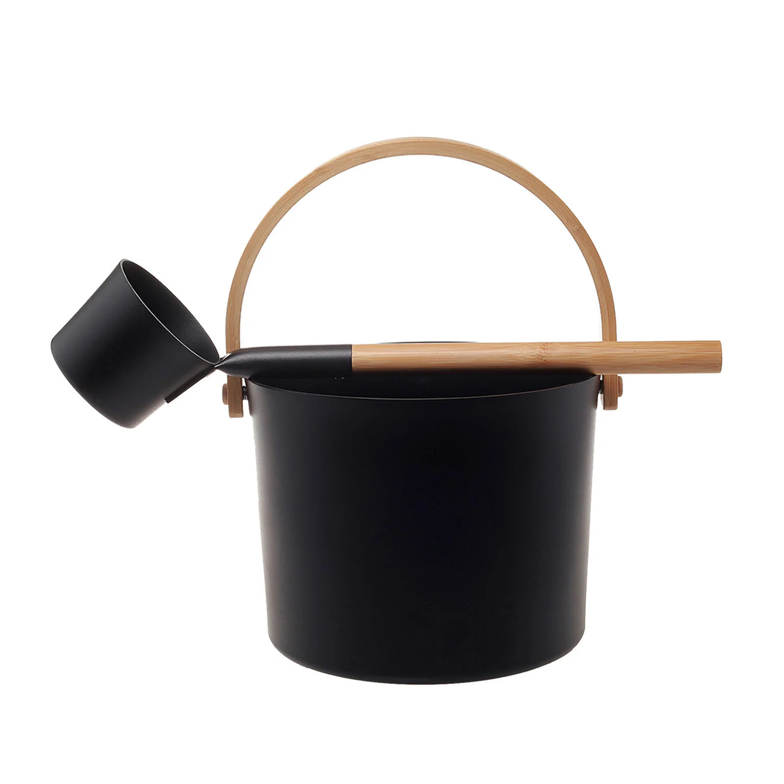 5L aluminum sauna bucket and ladle kit, SPA bath accessories with wooden handle