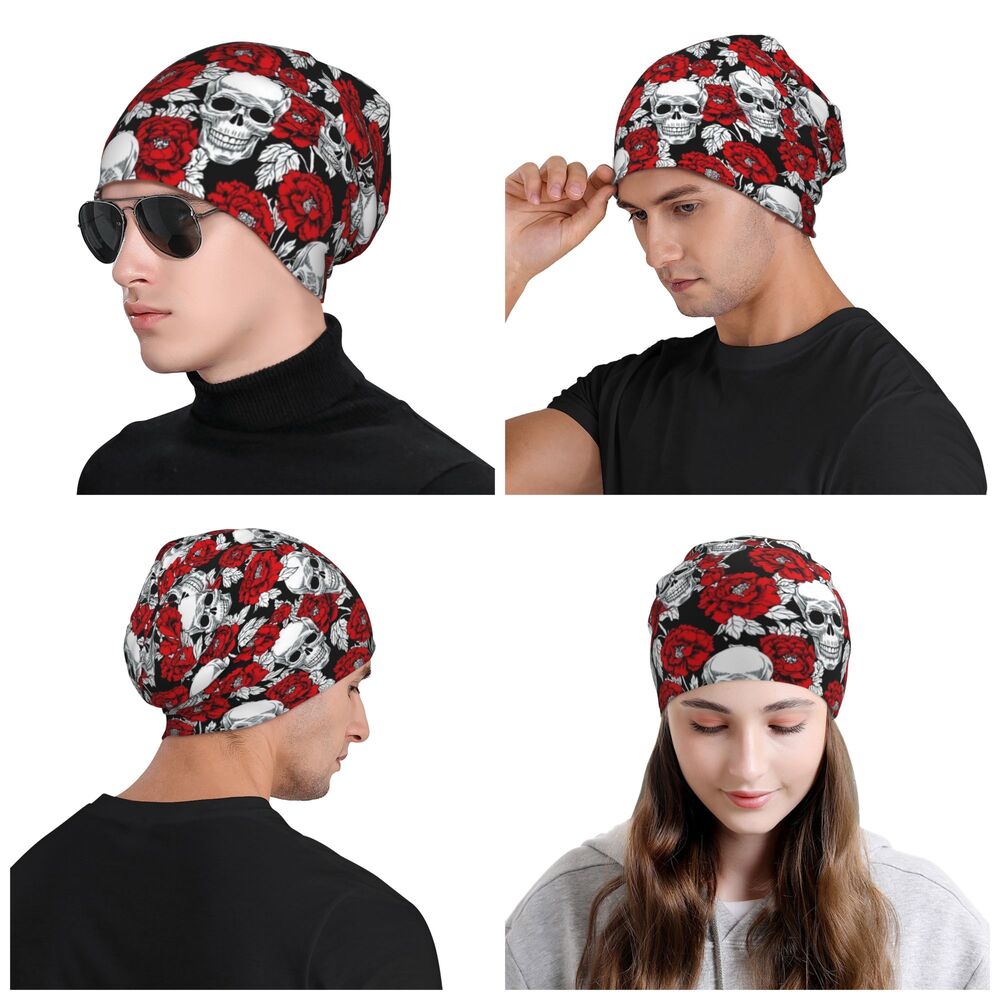 Benutzerdefinierte Schädel Druck Motorhaube Hüte Straße Stricken Hut Für Frauen Männer Winter Warme Horror Skeleton Tod Skullies Beanies Caps – Detail 36