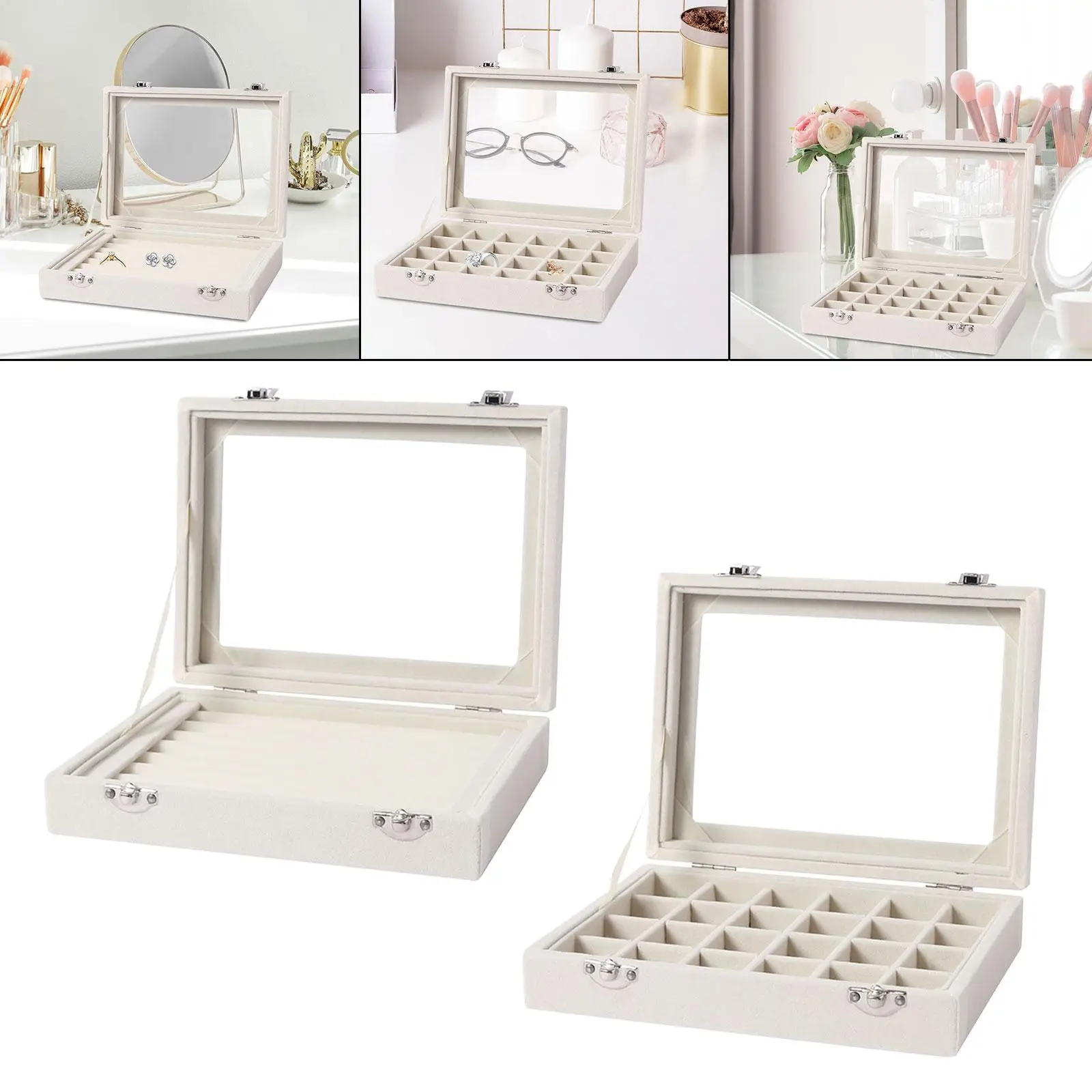 Earring Organizer Tray Counter Necklaces Holder Case Dresser Jewelry Box for Display Storage Necklaces Bracelets Earrings Rings