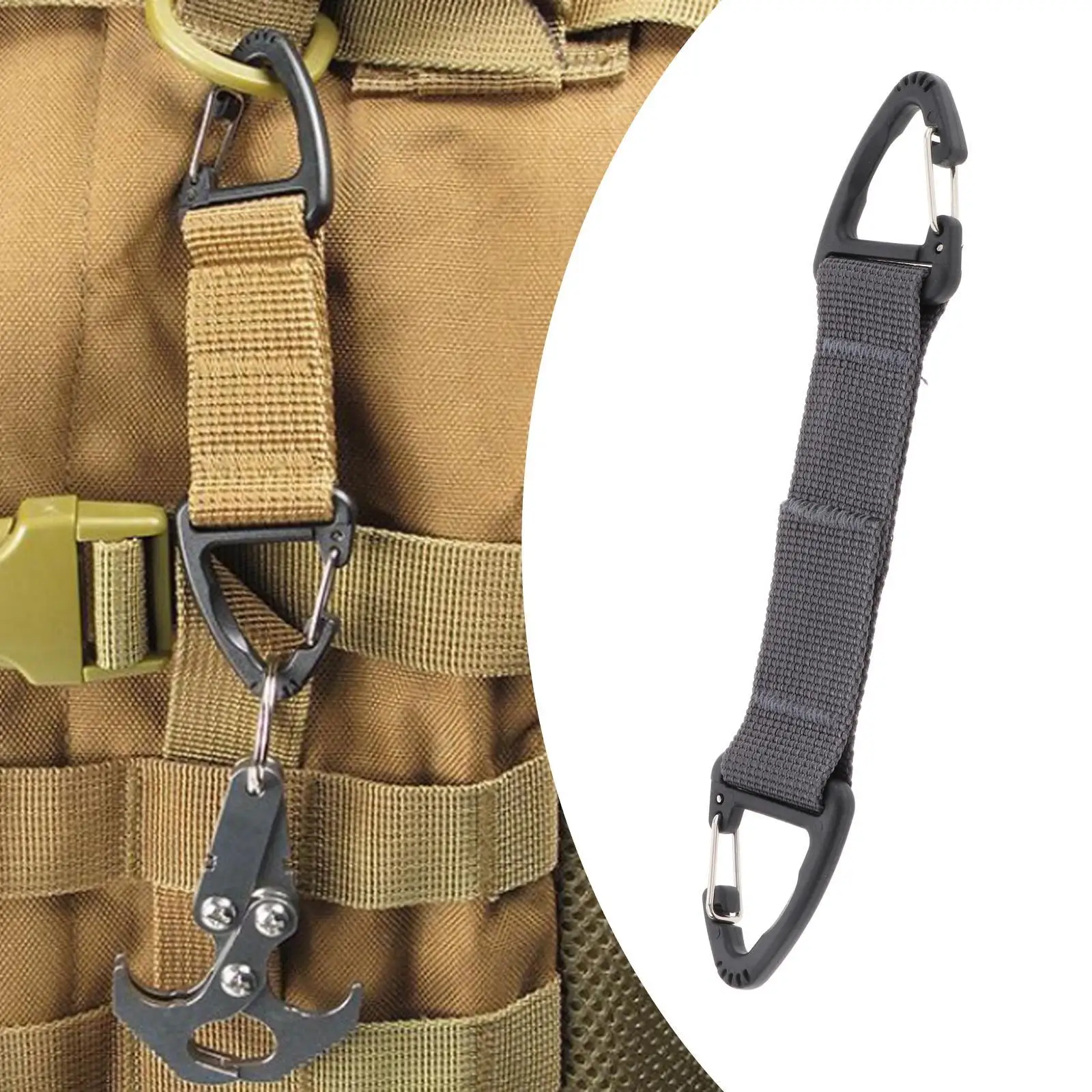 Nylon Webbing Clip Hook with Triangular Hanging Buckle for Backpack