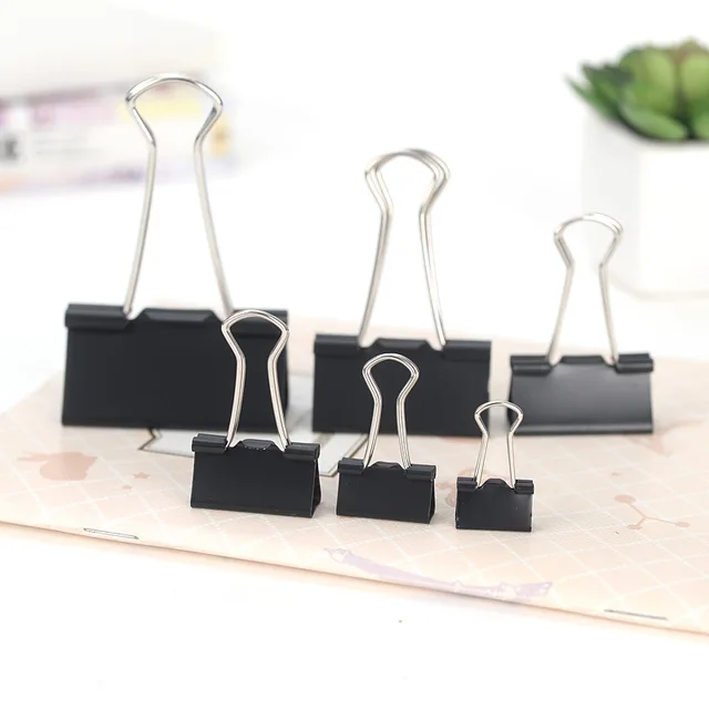 Pinzas de papel pequeñas negras para suministros de oficina, clips de papel  para cocina doméstica (25 mm) : : Oficina y papelería