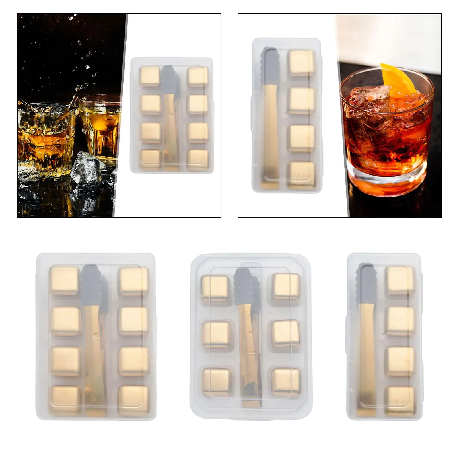 Stainless Steel Ice Cube Reusable Beverage Chilling Rocks for Tea Coffee Bar