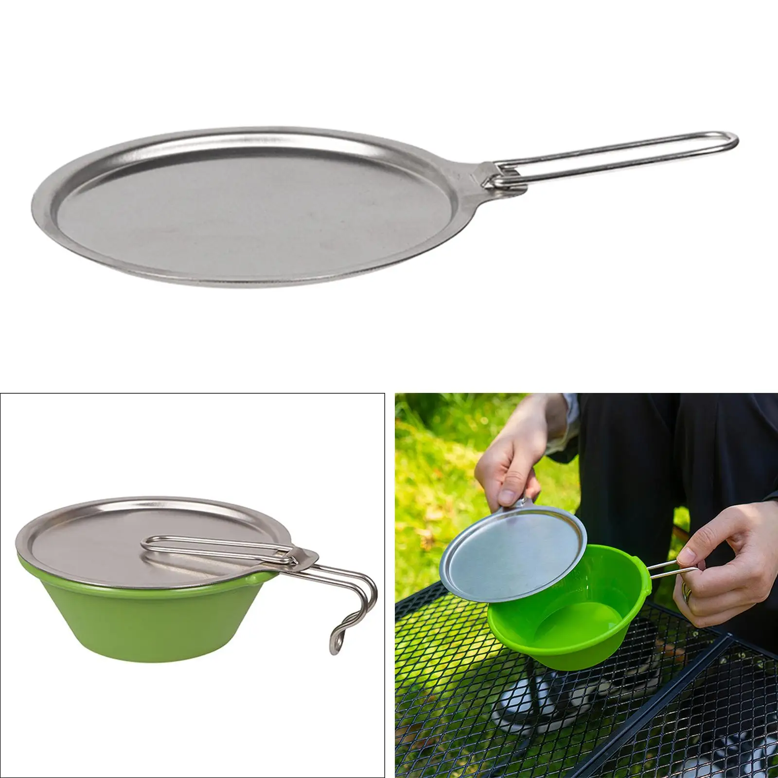Outdoor Bowl Cover with Handle, Utensil Portable Cooking Recyclable Camping Bowl