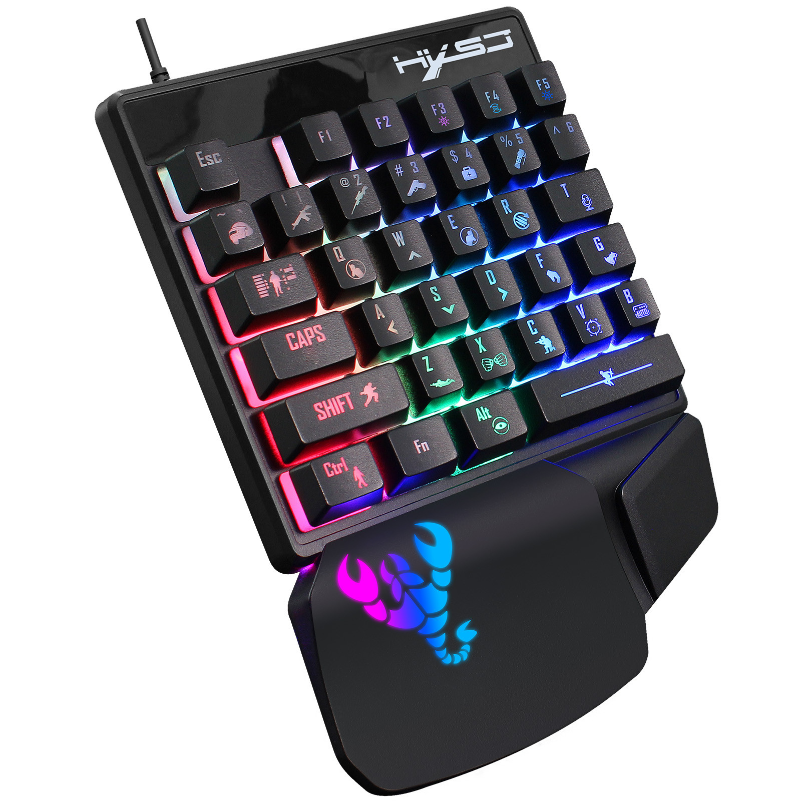 Игровая клавиатура для одной руки, механическая ручная RGB подсветка, USB  Проводная эргономичная клавиатура, игровой контроллер для ПК, ноутбука, ...