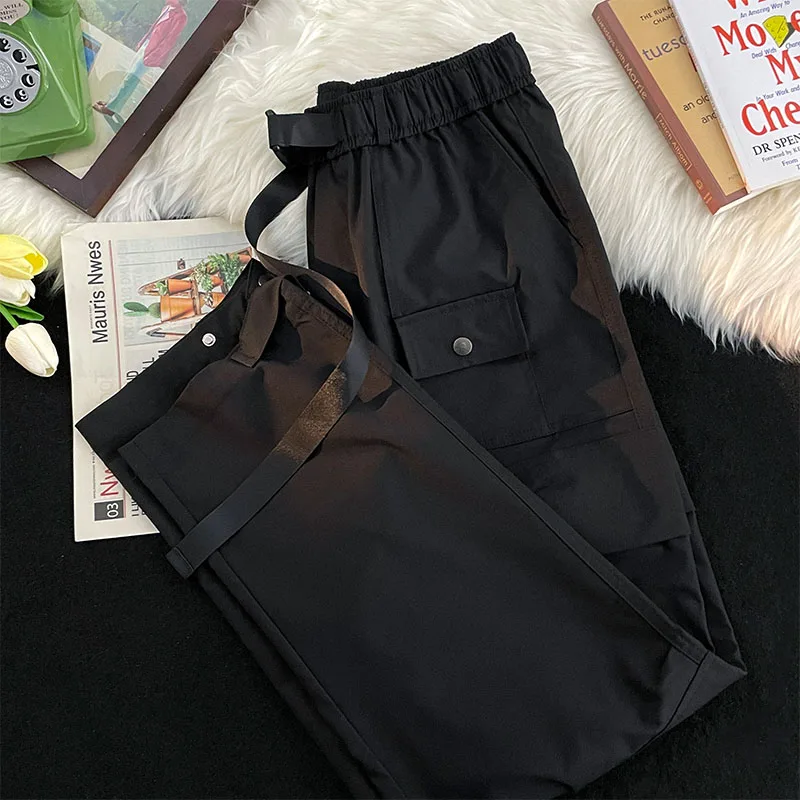 Description Picture 5 of itemFoufurieux Spring Pocket Tooling Overalls Men American Retro Straight Casual Loose High Street Sports Pants Men Trousers Male