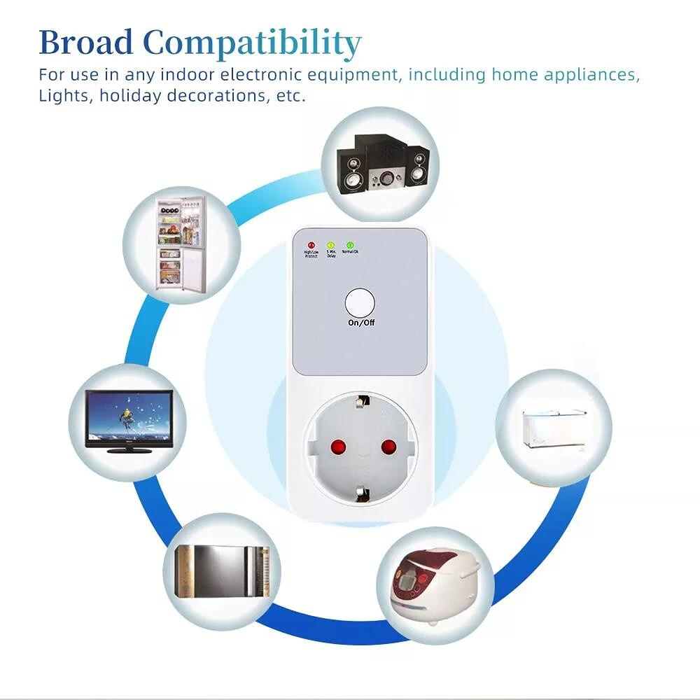 Реле напряжения с розеткой 220 В, электрический стабилизатор с вилкой  Стандарта ЕС, Франции, США, Великобритании, Автоматический защитный  переключатель для холодильника, стабилизатор напряжения | AliExpress