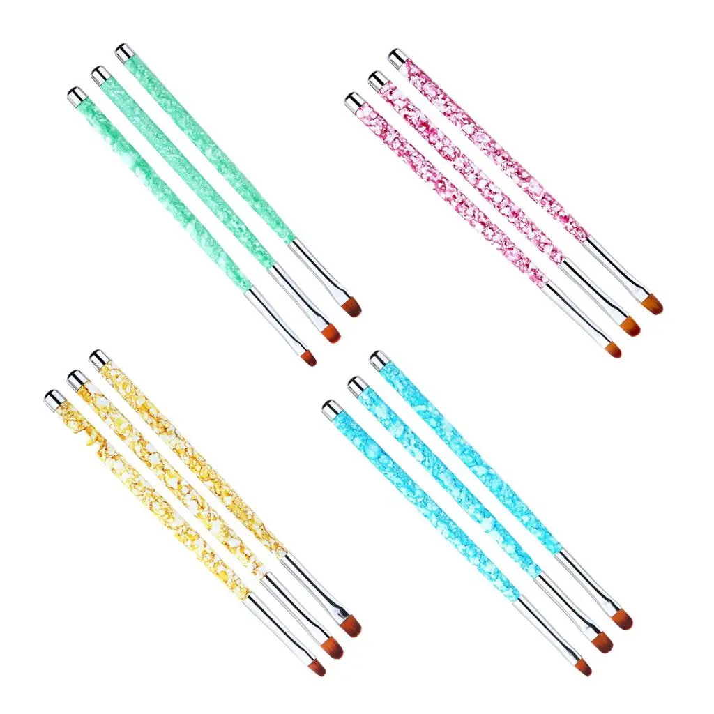 Pack of 3, Nail Brush Set for Acrylic Nail Extensions and Builder, Manicure Pedicure Nail Art Painting Pen