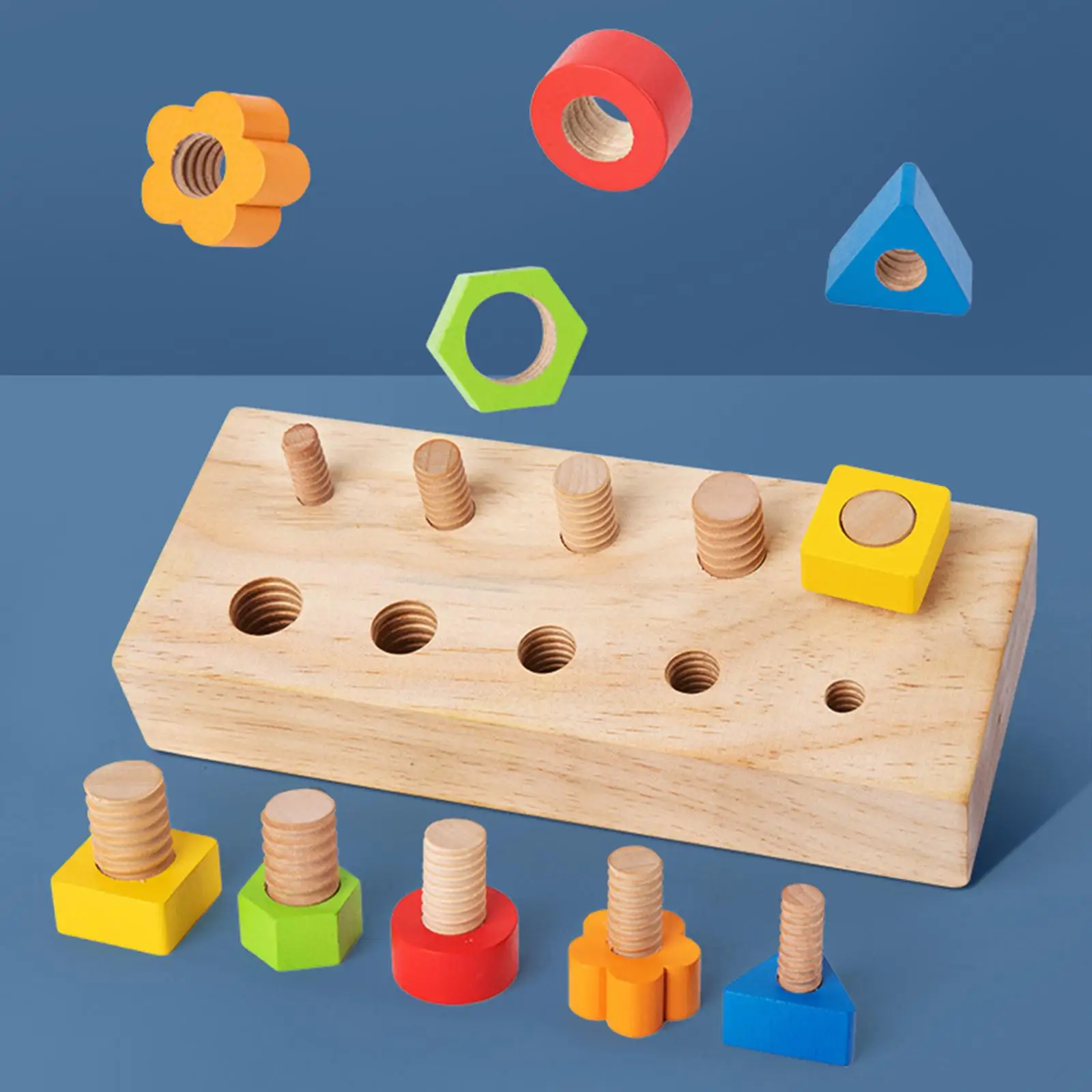 Montessori Wood Nuts and Bolts Board  Material Color &  , Developing Brain Power Develop Fine  Kids Gifts