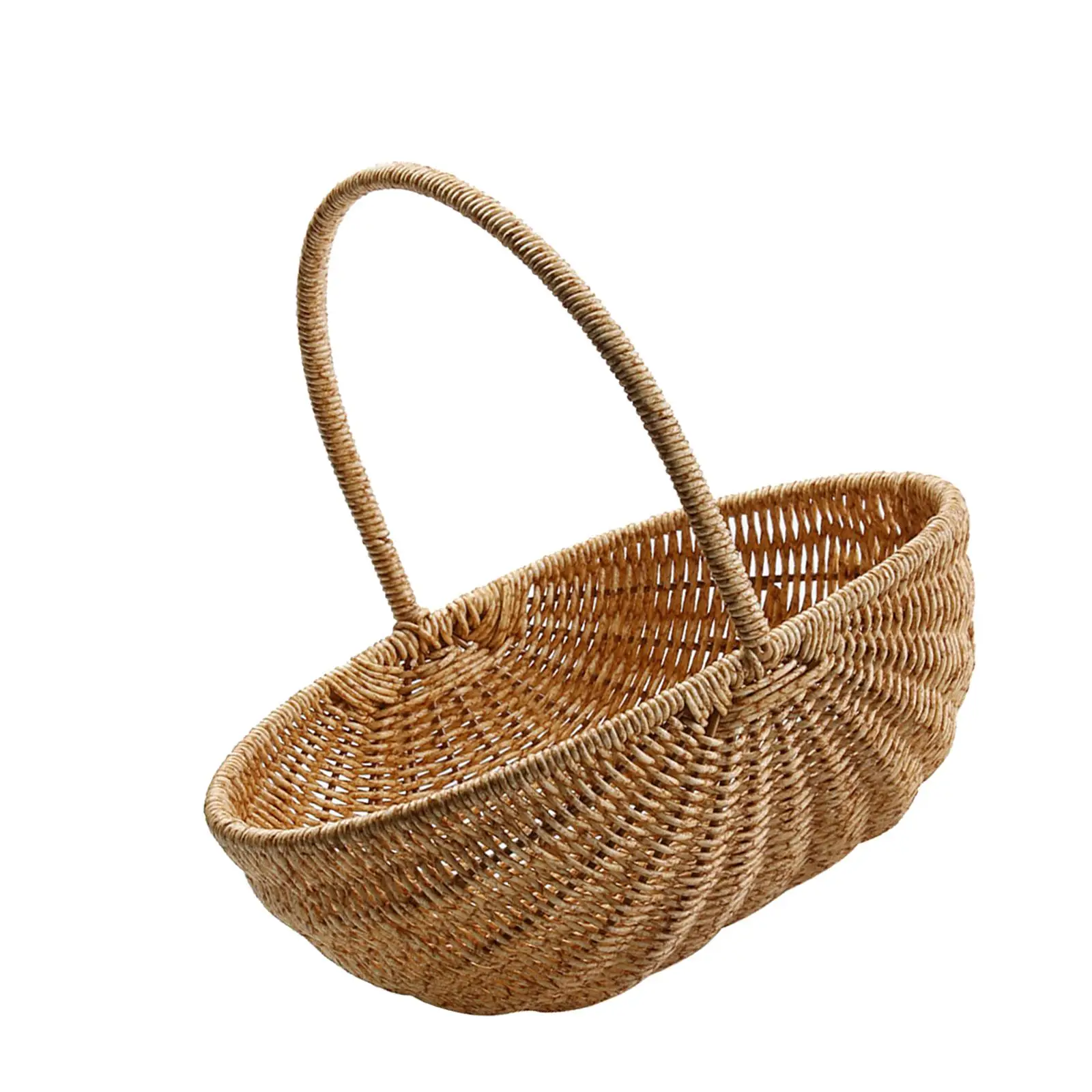 Multipurpose Woven Basket with Handle Rattan Decoration Storage Large Woven Organizer for Picnic Closet Bedroom Pantry Bathroom