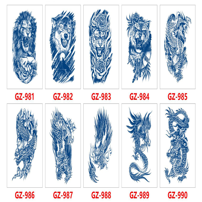 Tatuaje adhesivo a prueba de agua, tatuaje de Animal personalizado que dura 15 días, tatuaje de jugo, pegatina para brazo y pantorrilla, tatuajes temporales, arte corporal_voghion.com