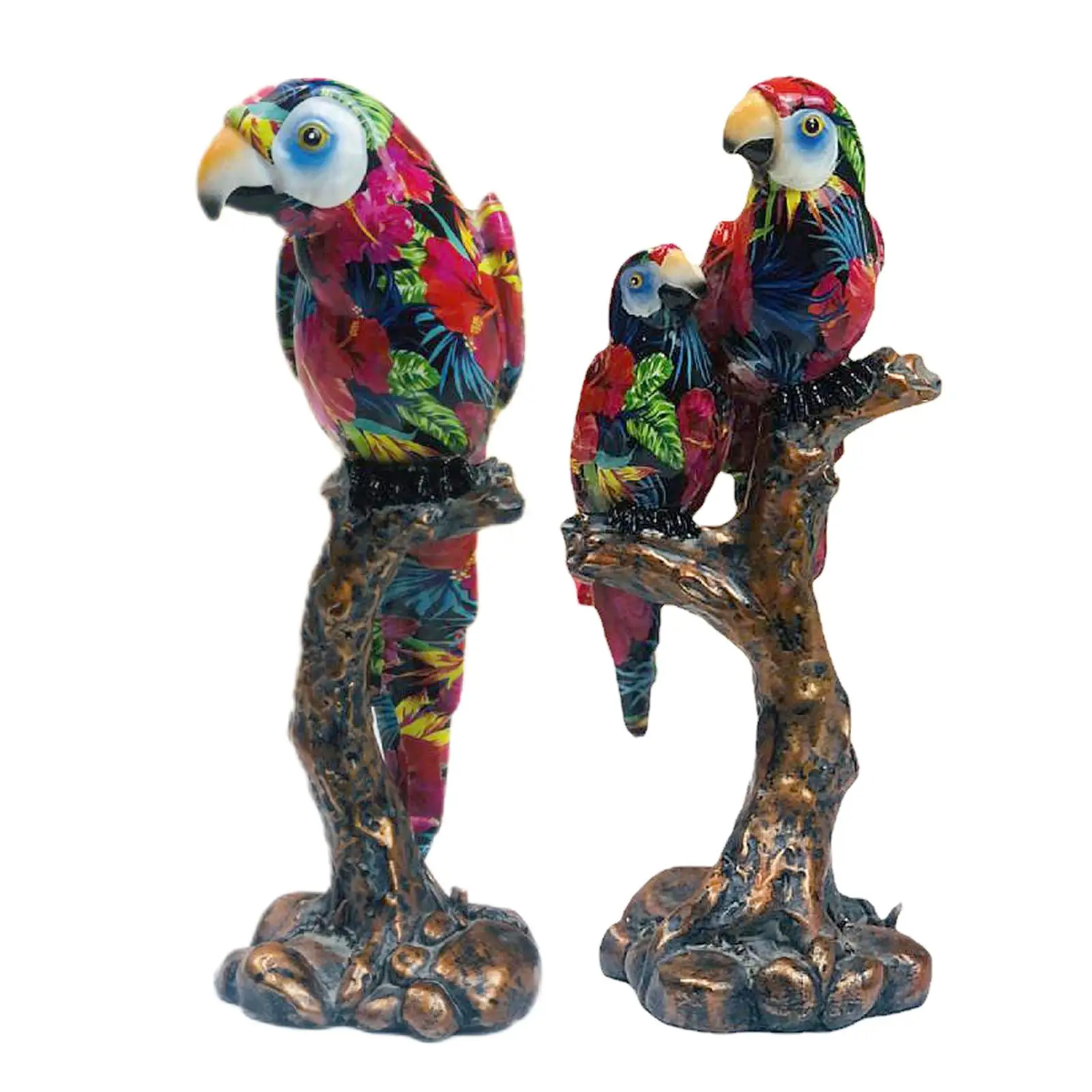 Modern Graffiti Parrot Statue Colorful Resin Art Animal Figurine for Shelf TV Cabinet Table Centerpiece Desktop Decoration