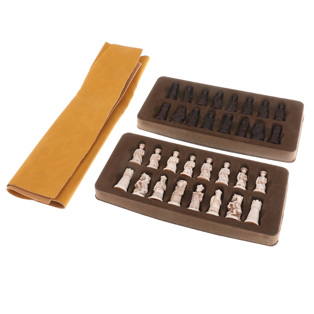  Chinese Ancient Figurines Pieces Chess / Foldable Chessboard