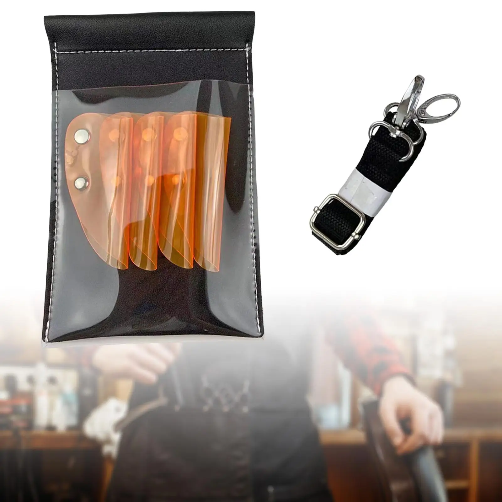 Barber Scissors Bag with Belt PU Leather Hair Stylist Tools Bag Hairdressing Pouch for Comb Clip Shear Salon Barber Hair Stylist