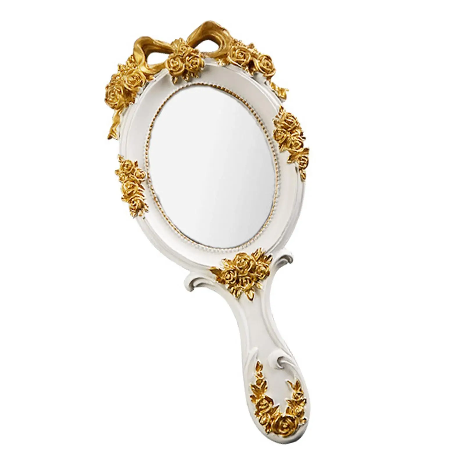 Hand Mirror with Handle Floral Decors Packet Mini Mirror Creative Decorative Mirror Handheld Mirror for Girl Beauty Salon