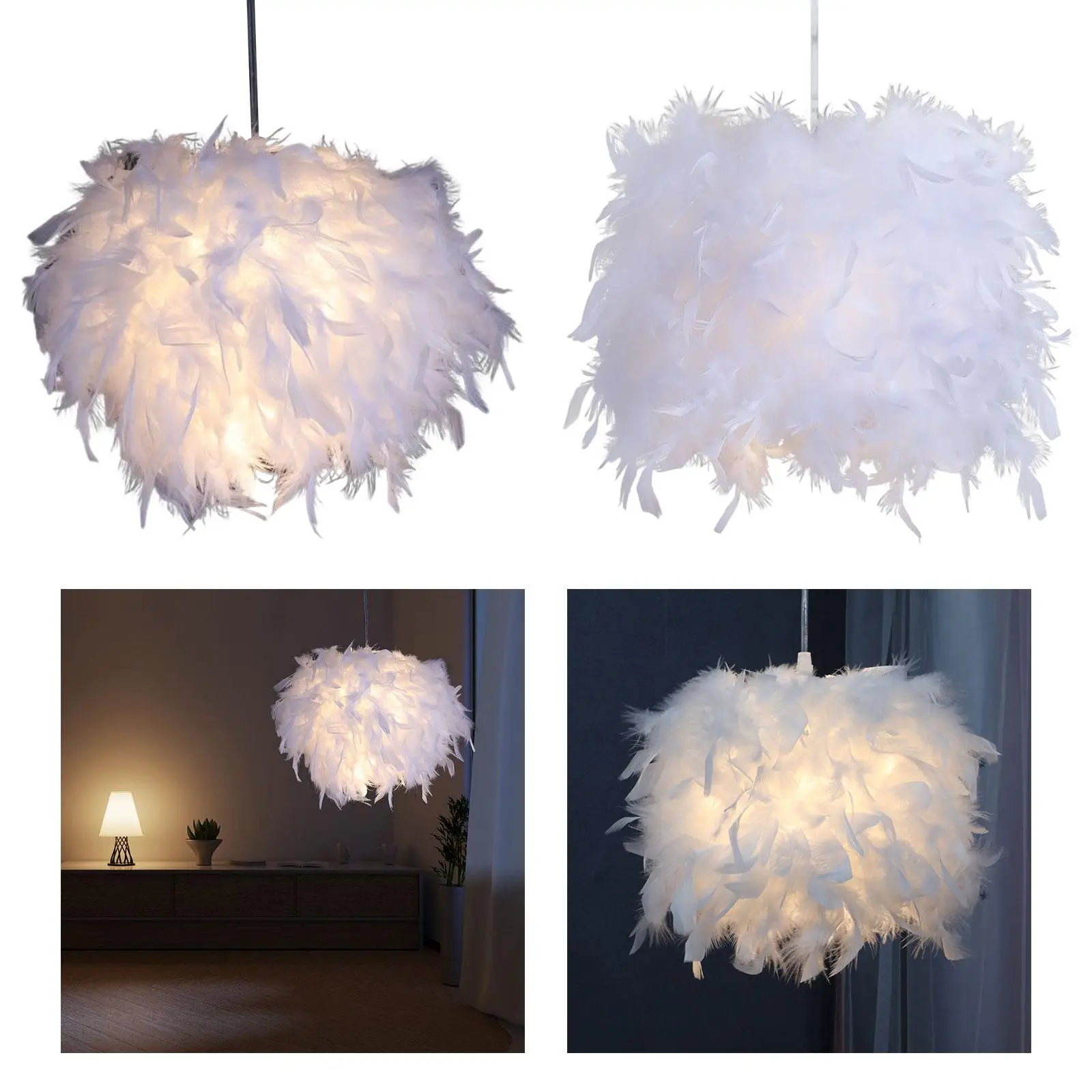 Decorative Feather Lampshade Decor Romantic Accessory Hanging Lampshade for Home Table Lamp Floor Lamp Bedside Lamp Decoration