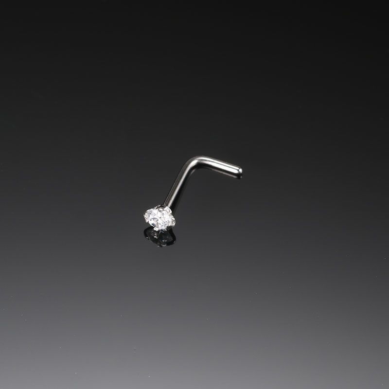 10 teile/los 1.2/3/2/2/3mm cz Zirkon Nasen stecker Edelstahl l Form Nasenloch Nieten für Frau Mann Körper Piercing Schmuck 20g – Detail 2
