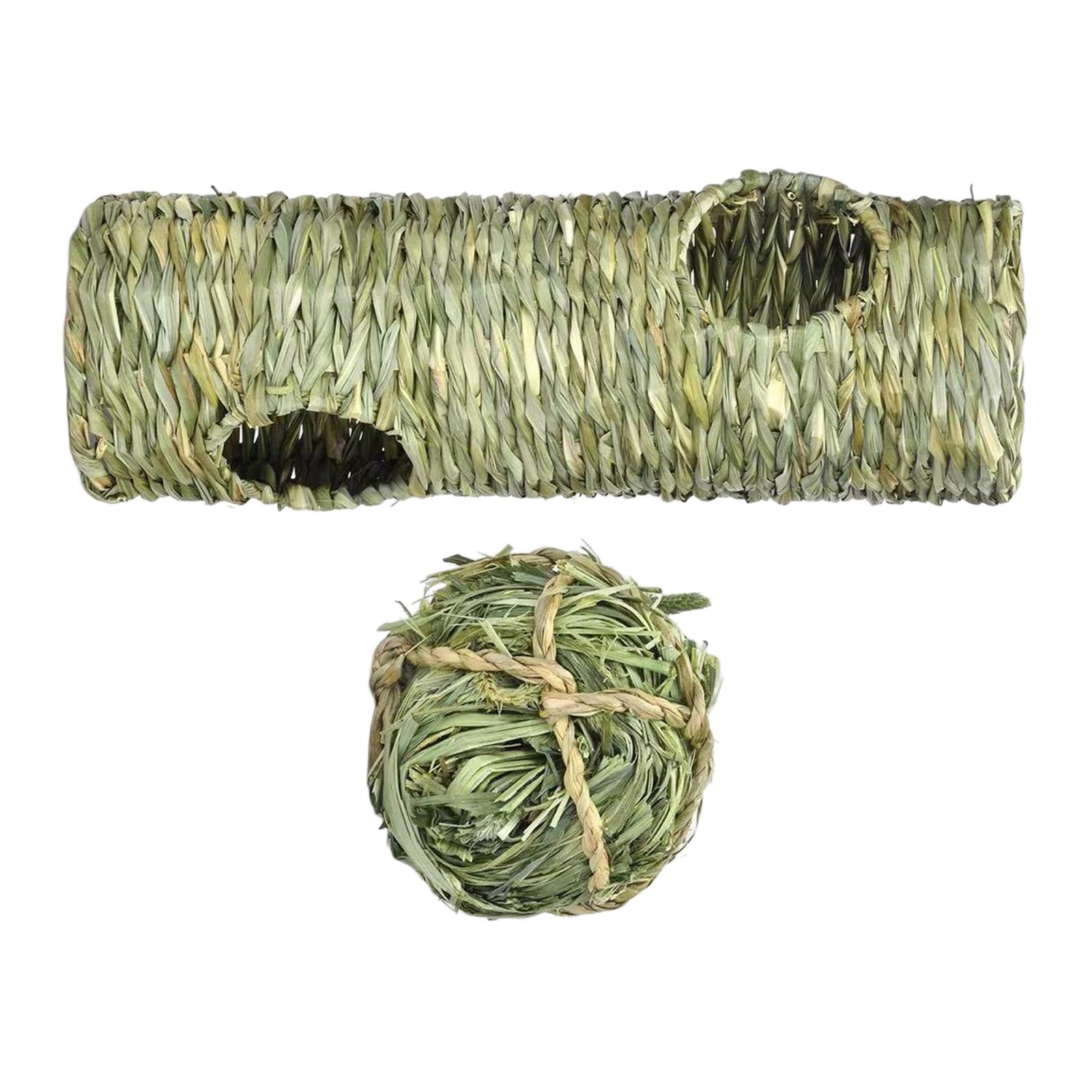 Hamster Grass Tunnel Toy Hideaway Tube Toy Peep Hole House with Openings Home for Syrian Hamster Little Rabbit Rats Hedgehog