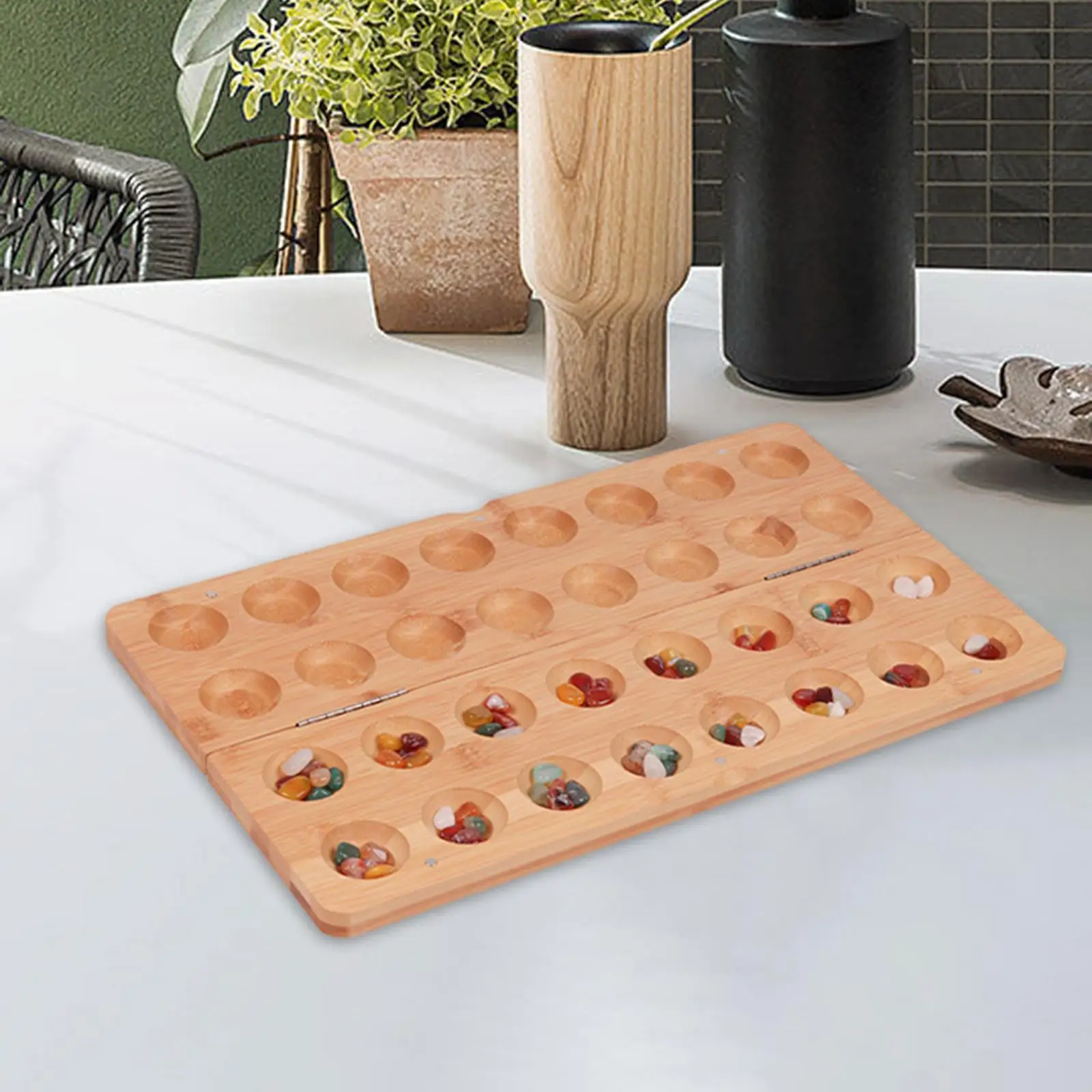 Mancala Board Games Party Favors Entertainment for Family Game Night Christmas Gift 65 Colored Stones Ancient Strategy Game