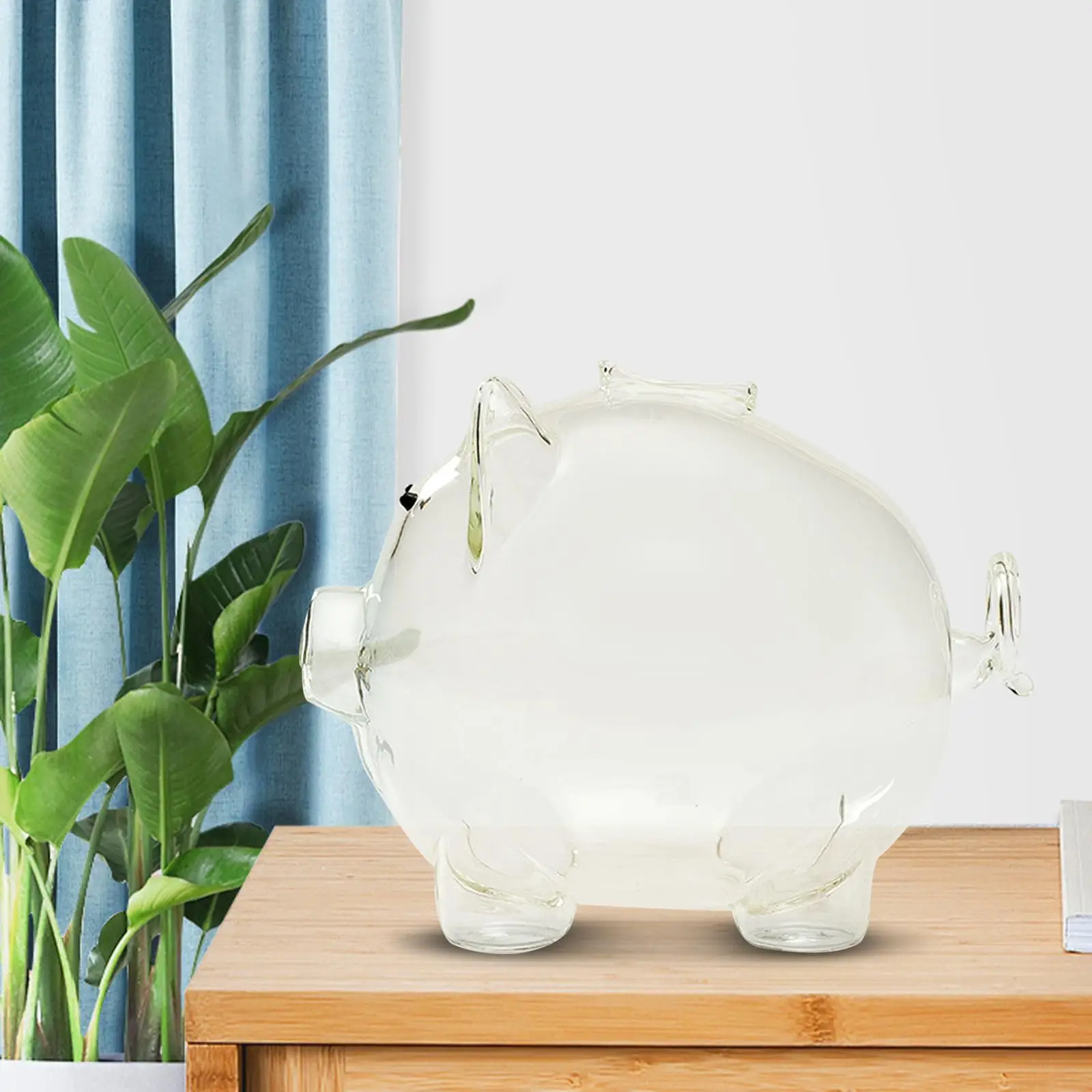 Glass Pig Piggy Bank Saving Box Sculpture Figurine Money Jar Animal Statue for Cabinet Festival Bedroom Living Room Decoration