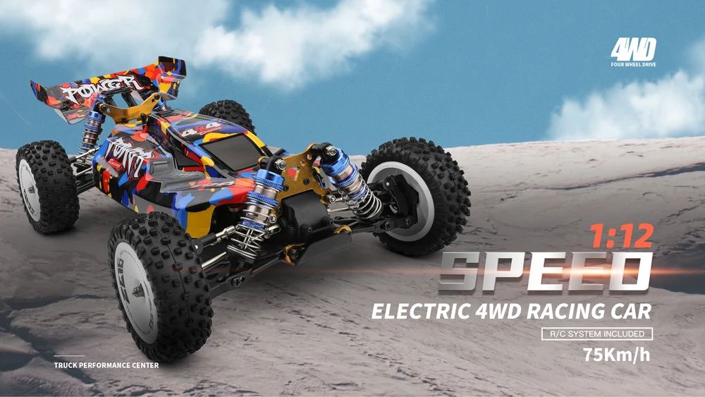 WLtoys 124007 1:12 Electric 4WD Racing Car 75km/h Speed RC Car 2.4G Remote Control Drift Crawler Built-in Mobile Phone Bracket