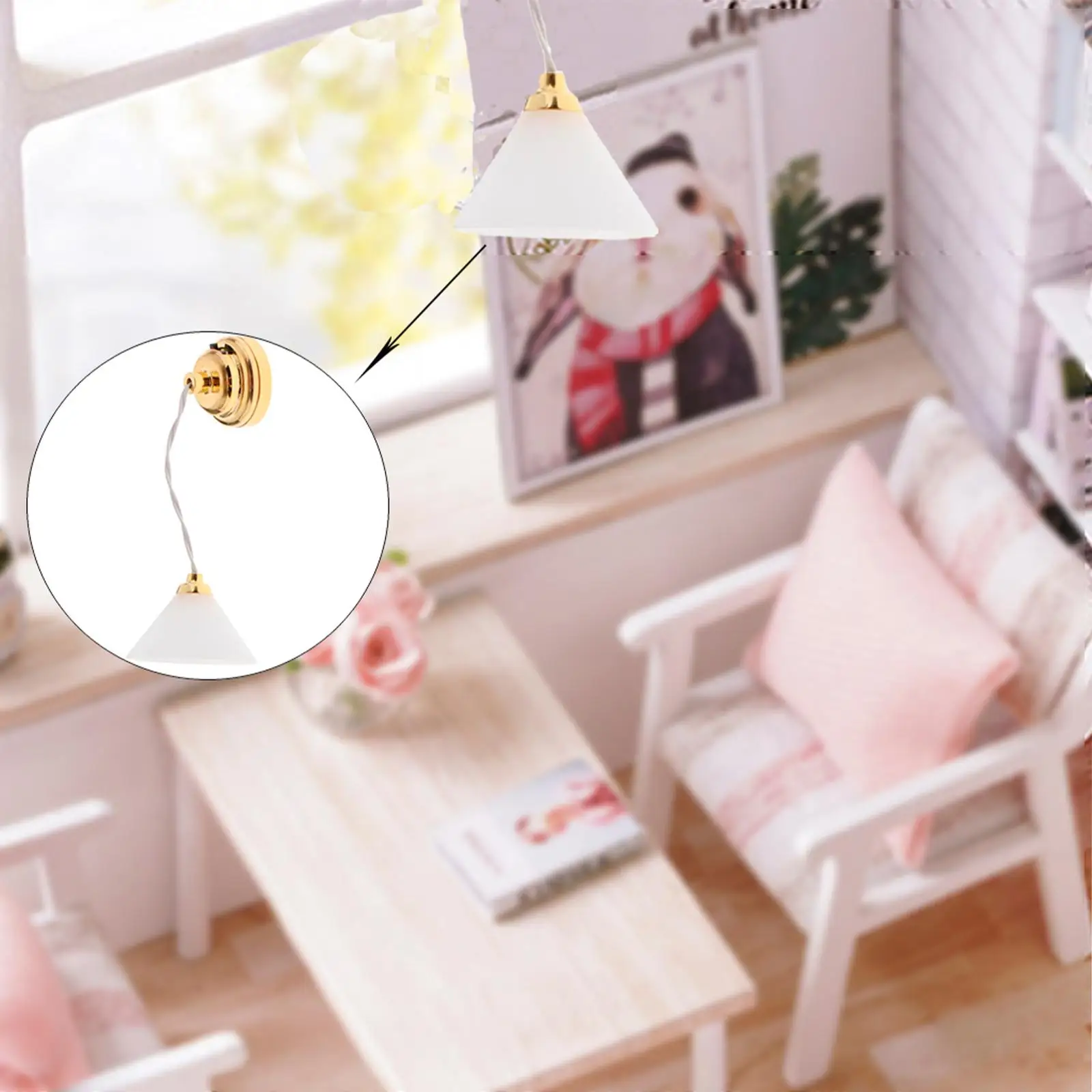 Miniature Dollhouse Ceiling Lamp mini size led Light for Dolls House Furniture Functional 1/12 Scale Dolls House Decorations