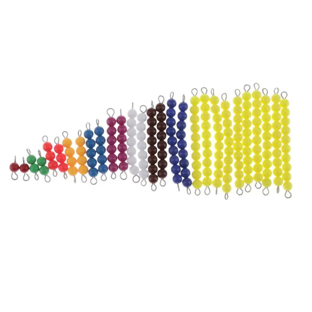 Montessori Math Materials - 2 Sets of Colored Bead Stairs 1-9 & 10pcs Yellow