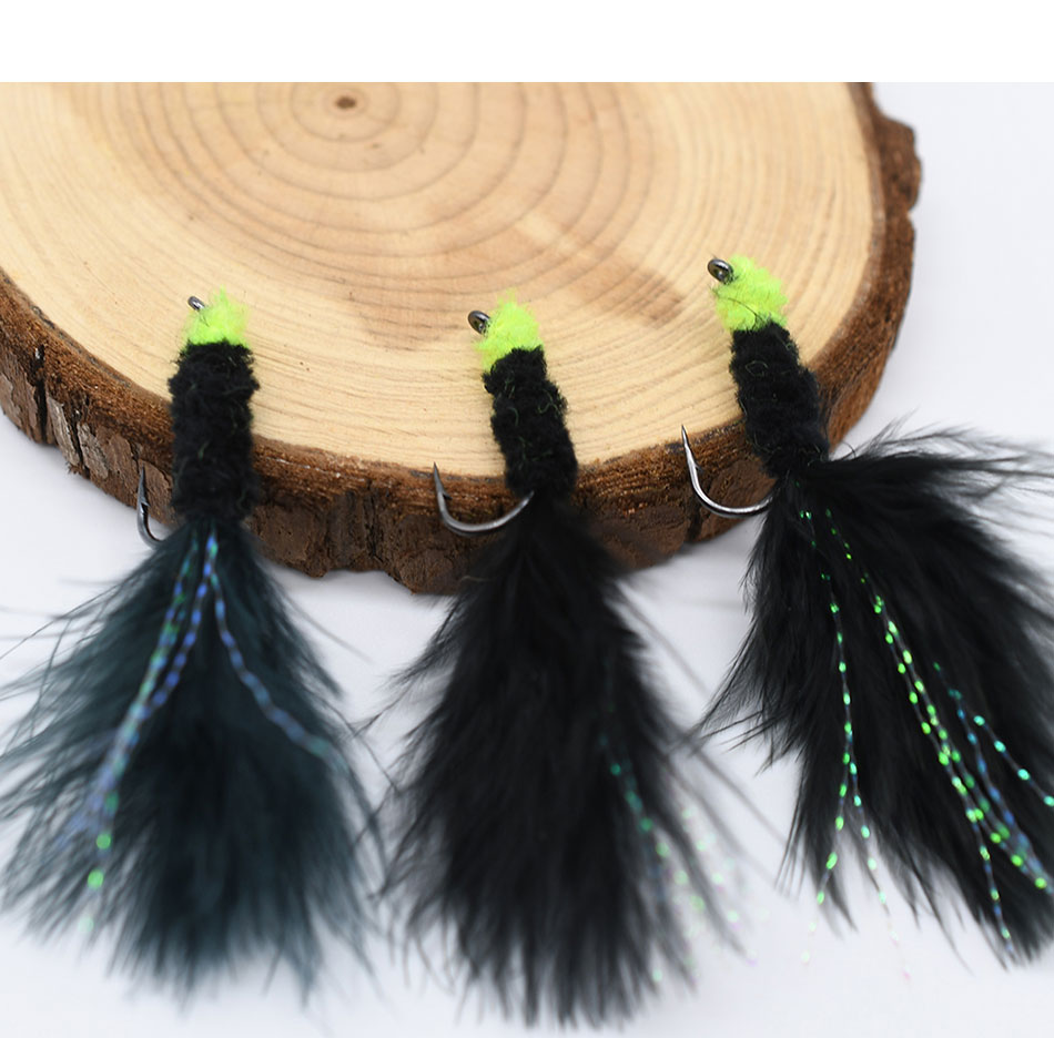 MNFT 6 Stück 6 # Green Egg Sucking Leech Woolly Bugger Streamers Fly Forelle Bass und Steelhead Angelköder – Detail 6