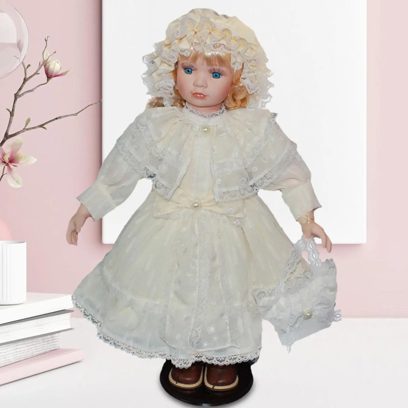 24inch Miniature Porcelain People Long Hair Girl Doll for Preschool Activity