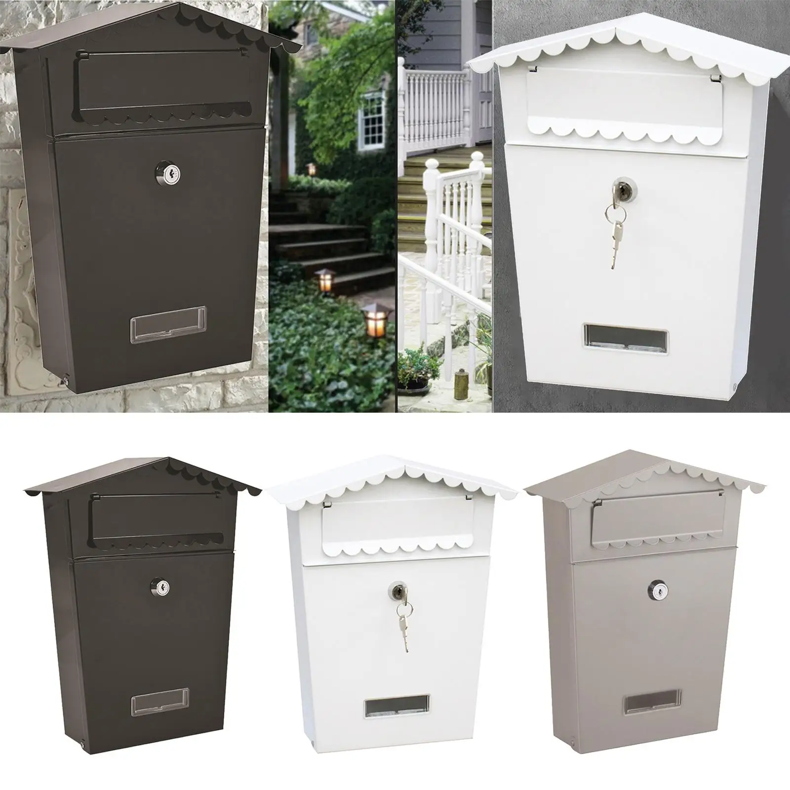 Mailbox Wall Mount Locking Mail Box with 2 Keys Letterbox Collection Boxes
