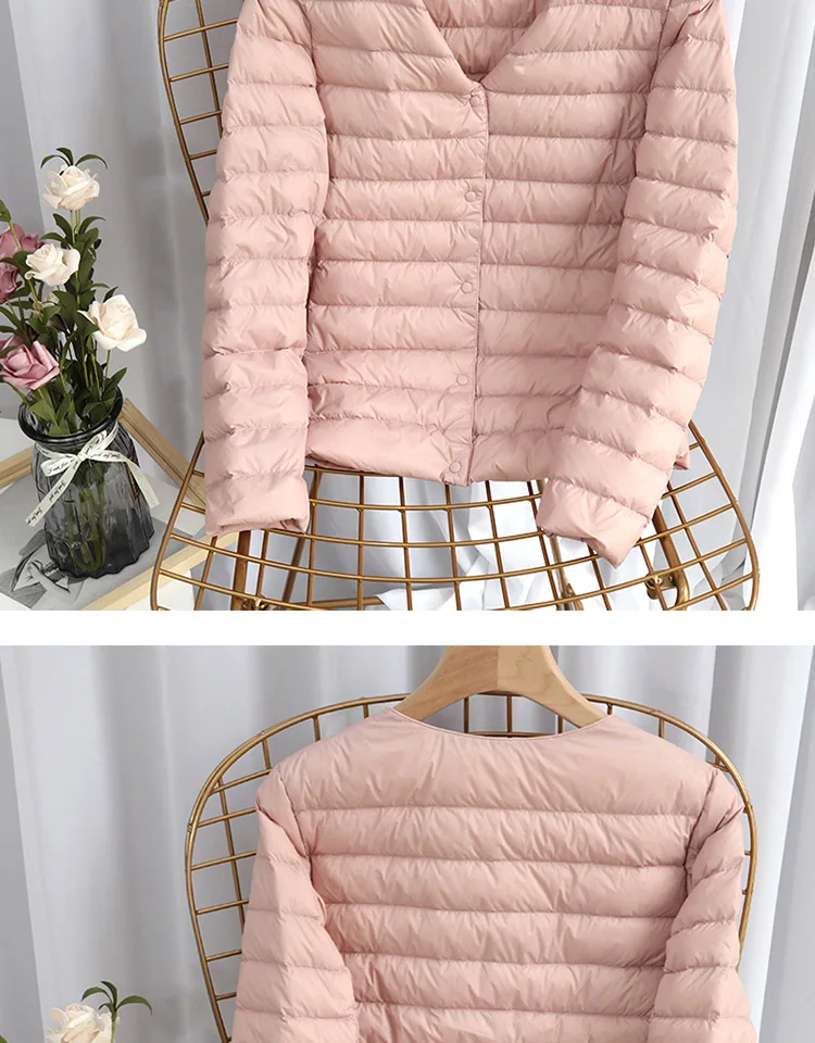 Schinteon Women Ultralight Down Jacket 90% White Duck Down Slim Coat Thin Inner Bottoming Short Garment Winte Autumn Outwear