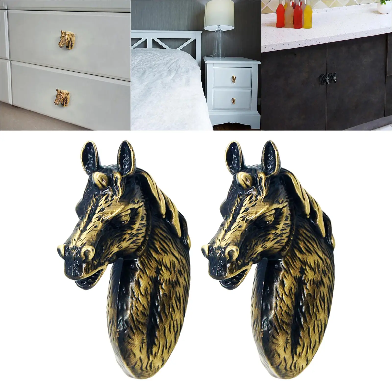 Vintage Horse Knobs Cupboard Cabinet Drawer Pull Handles Decor
