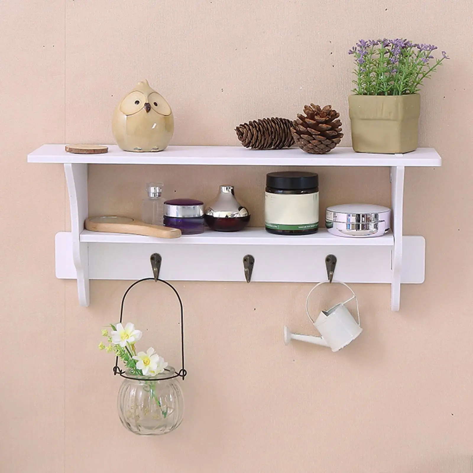 Entryway Wall Mounted Hooks with Shelf Hanging Shelf for Bedroom Home Bathroom Decor