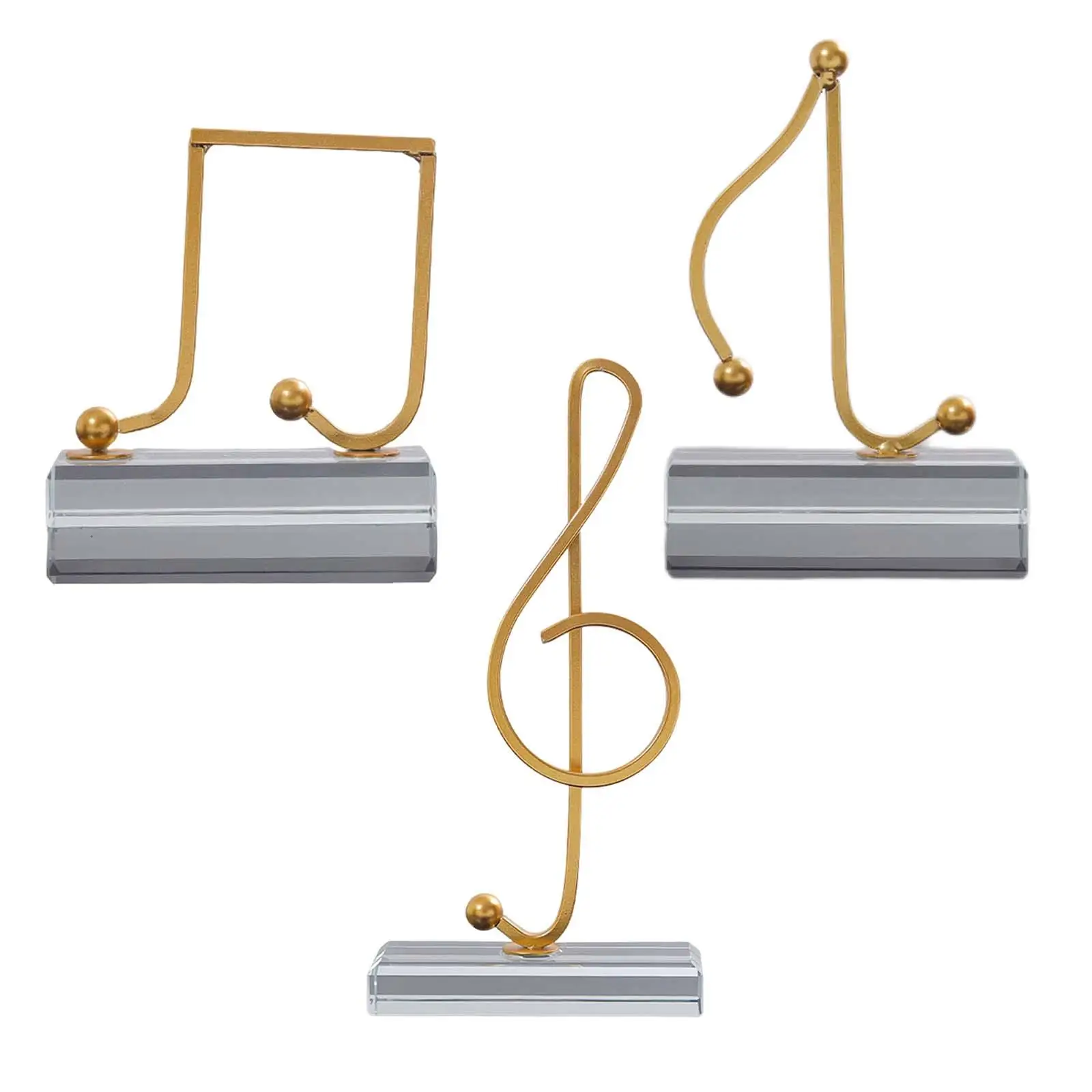 Golden Music Note Figurines Musical Sculpture Metal Statues Glass Base Desktop for Office Living Living Room Souvenirs Art Decor