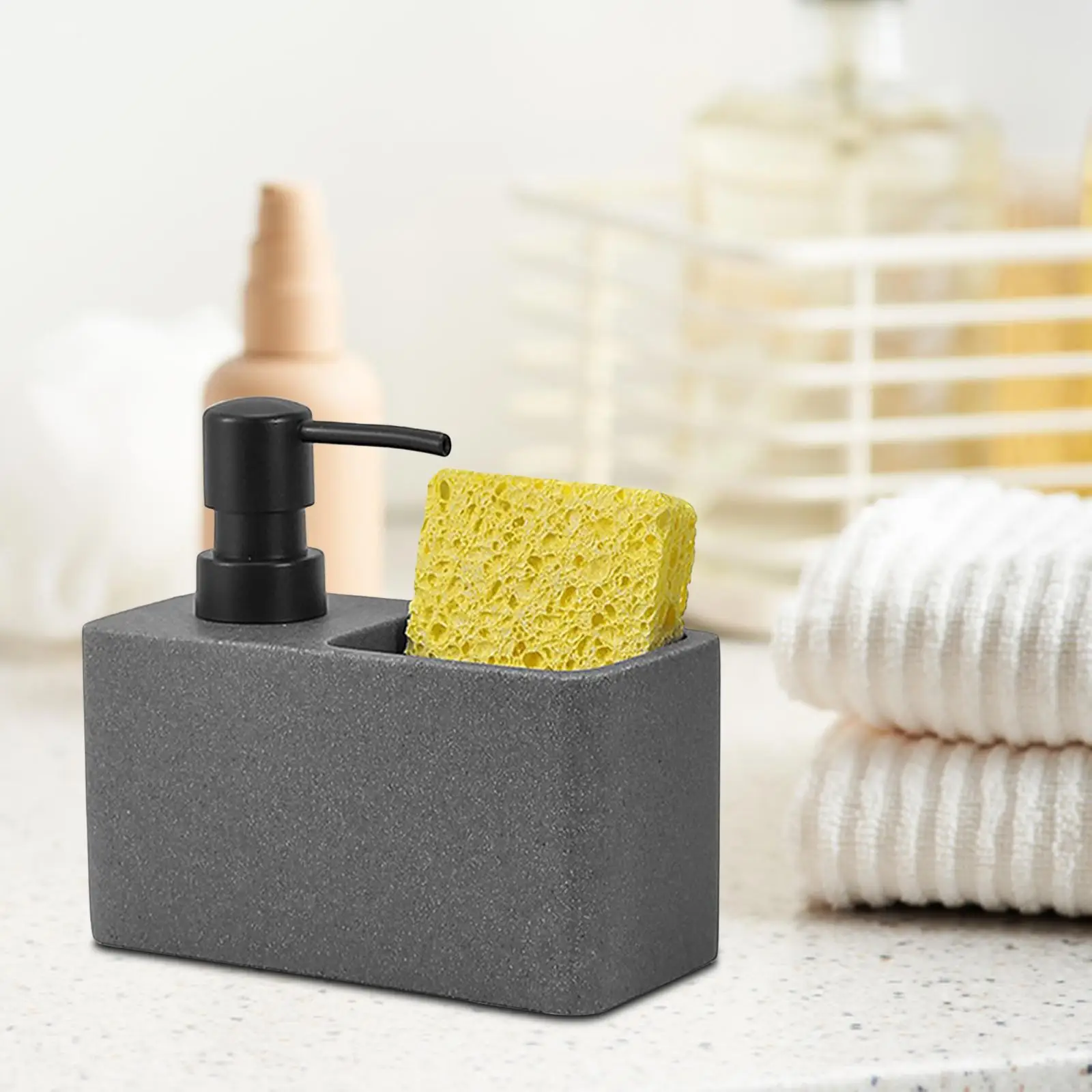 Kitchen Sink Soap Dispenser with Storage Box Kitchen Liquid Pump Bottle