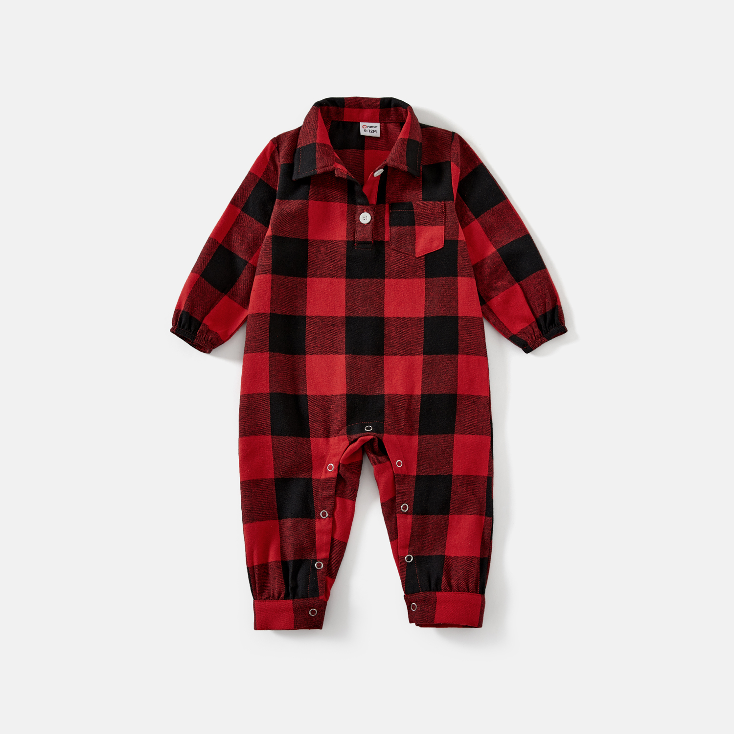 PatPat Christmas Family Matching Outfits Red and Black Plaid Long-sleeve Shirts and Belted Dresses Matching Family Clothes Sets