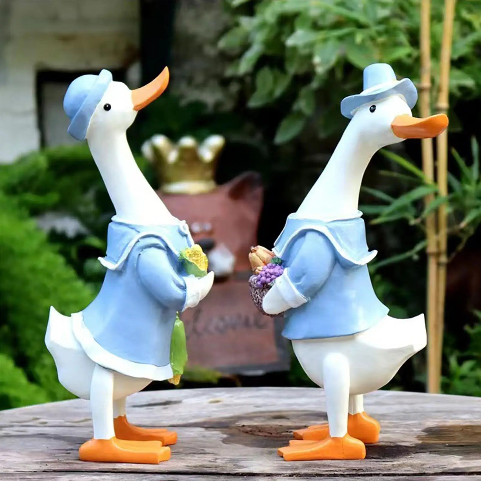 Duck Couple Garden Statue Decorative Animal Sculpture Home Decor Resin Duck