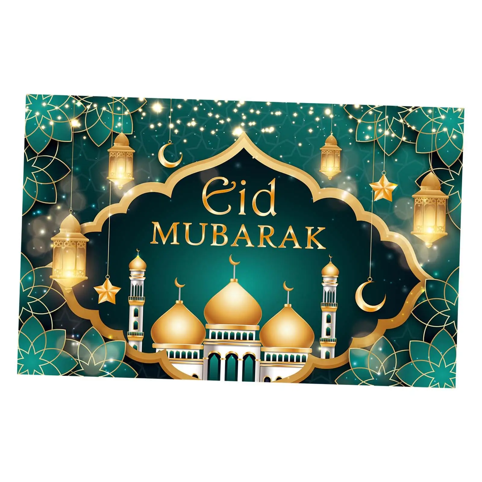 Ramadan Kareem Backdrop Eid Party Decorations Eid Mubarak Sign Banner Eid Mubarak Background for Indoor Outdoor Fireplace Porch
