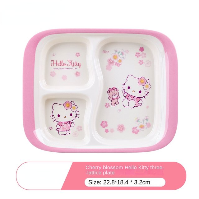 Hello Kitty Set di stoviglie per bambini Cute Kids Bowl Plate Feeding Food  stoviglie melamina Anti-hot Training Plate stoviglie regali