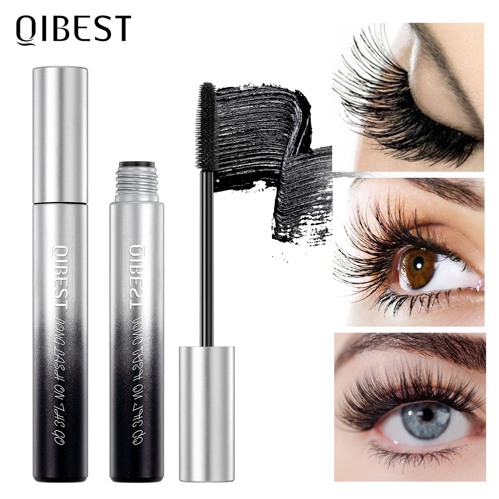 Best of QIBEST New Black Mascara Waterproof Lengthens Eyelashes Extension Non-smudge Lengthening Volume 4D Silk Fiber Mascara Cosmetics Reviews & Tips