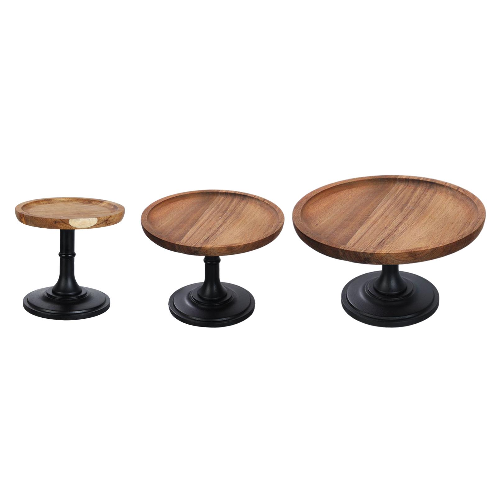 Cake Plate Stand High-Footed Serving Platter Round Wooden Appetizer Serving Tray for Sushi Fruit Snack Party Filming Props