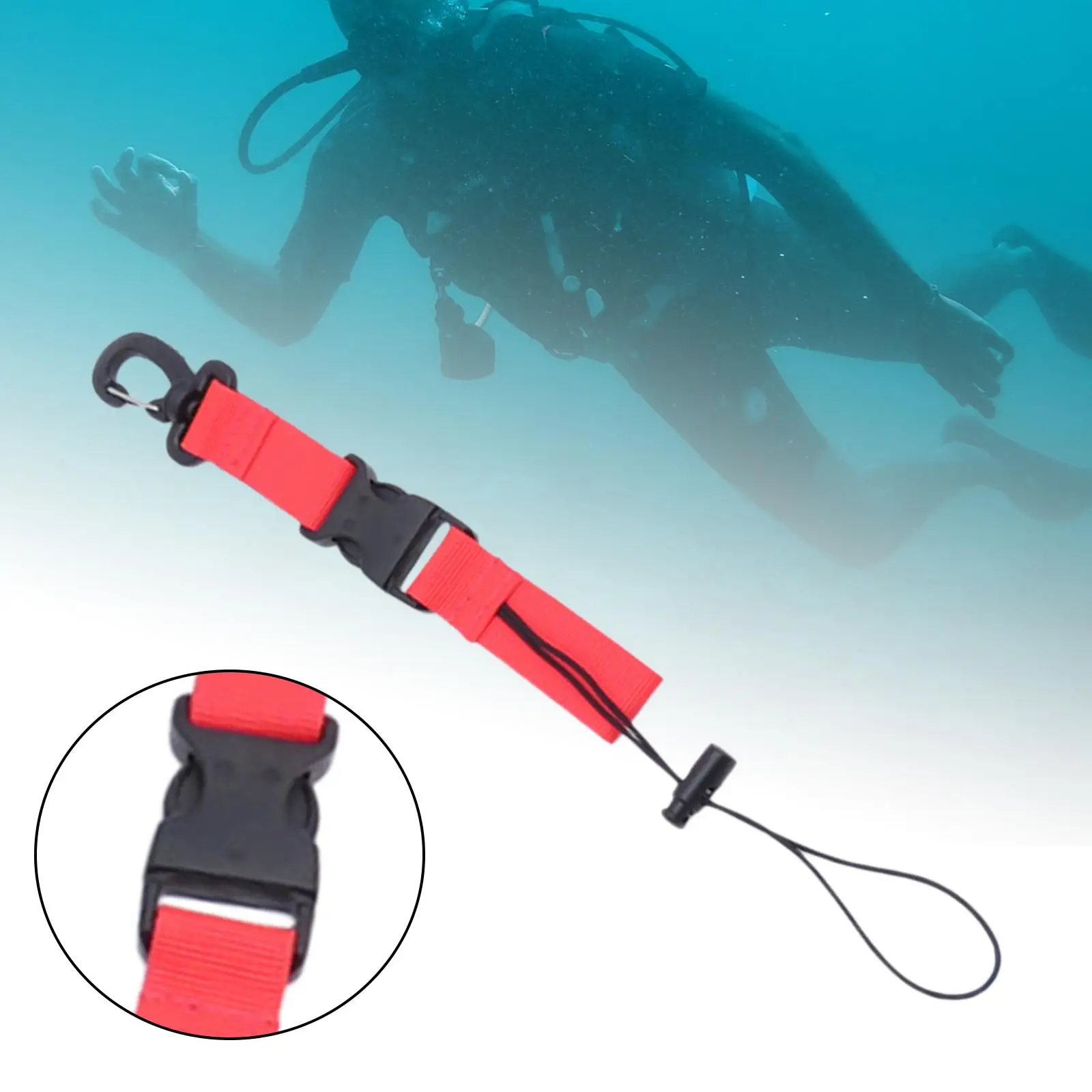 Scuba Diving Lanyard Clip Dive Camera Coil Lanyard Clip Webbing Strap Spring Coiled Lanyard Underwater Diving Tool