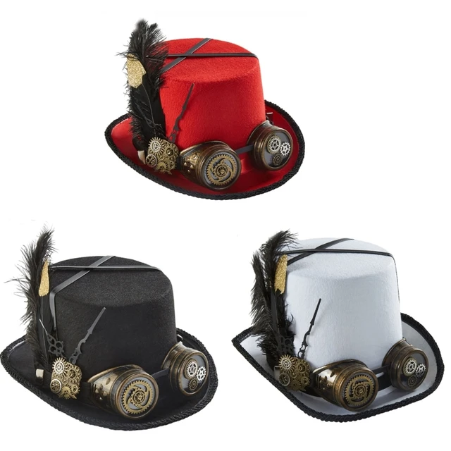X6HE-Sombrero de viajero Steampunk para hombre, gorros con gafas