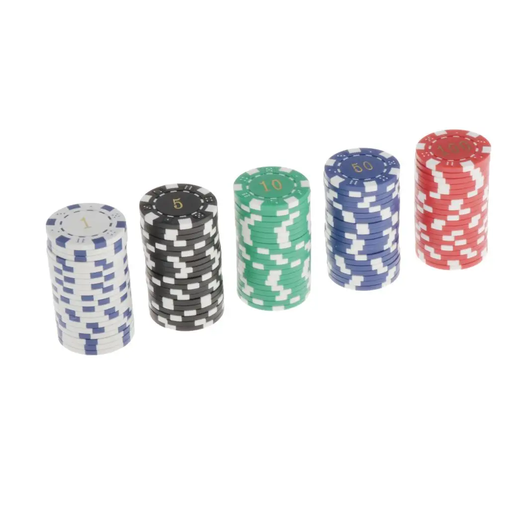 Pack of 100 Chips Texas Hold`Em Poker Chip Set Casino Cards Game Token 4cm