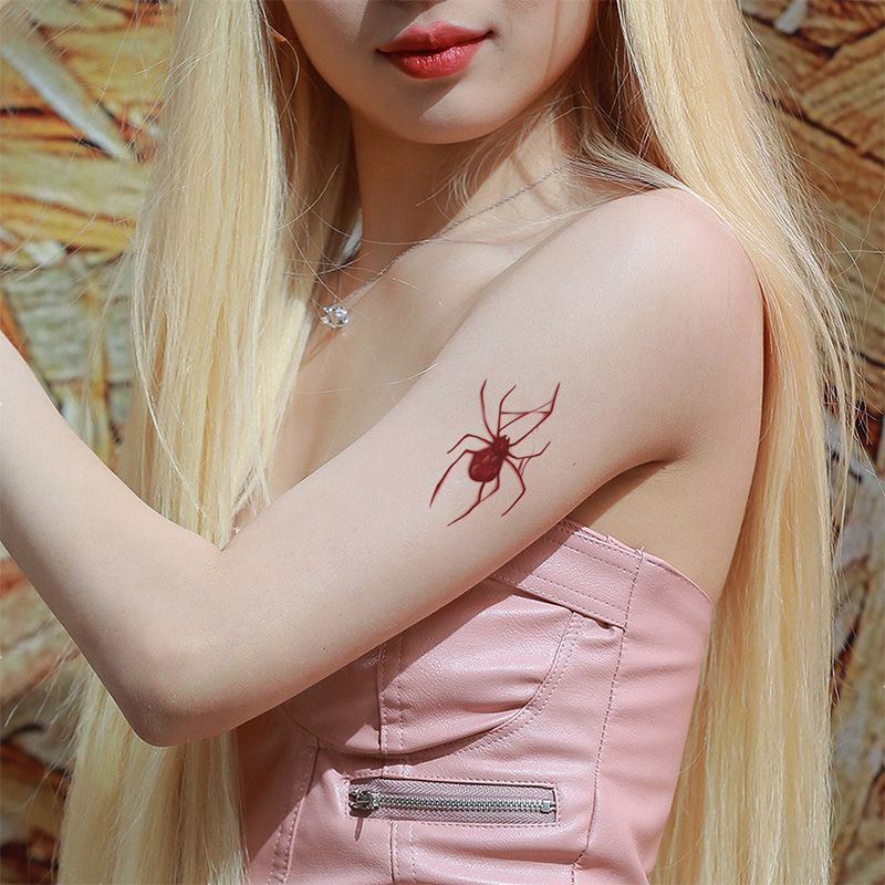 Rote Spinne Muster temporäre Tattoos für Frauen Arm sexy wasserdichte Tattoo Aufkleber niedliche Kunst dauerhafte Cartoon y2k gefälschte Tätowierung – Detail 11