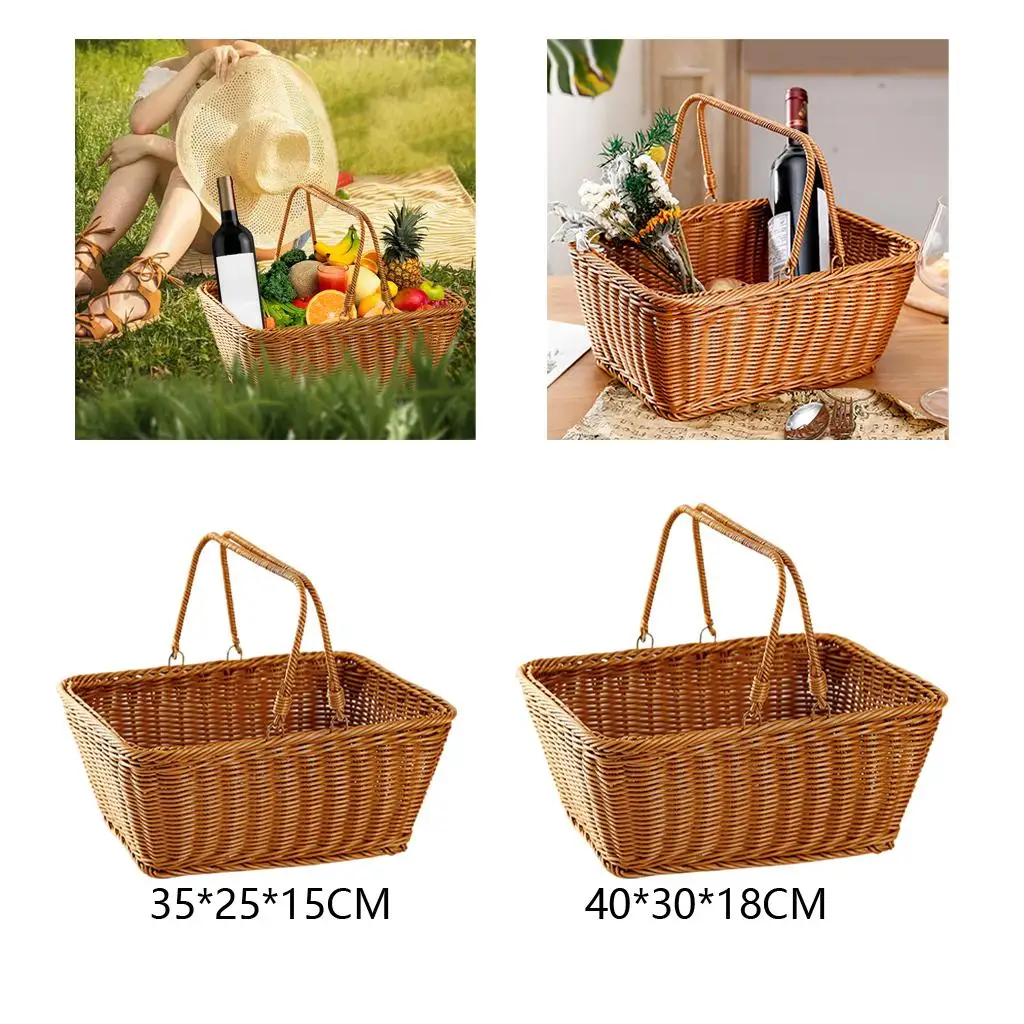 Picnic Basket Handmade Food Container Polypropylene 40x30x18cm+35x25x15cm