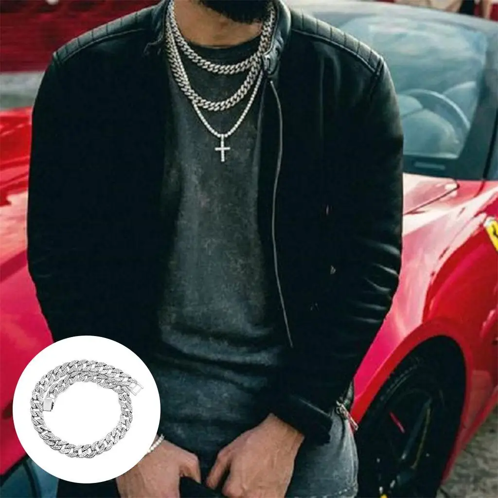 Cuban Chain Bracelet Accessory Link Strong Miami Accessory Heavy Strong Luxury Choker for Rapper Hip Hop Lovers Men Women