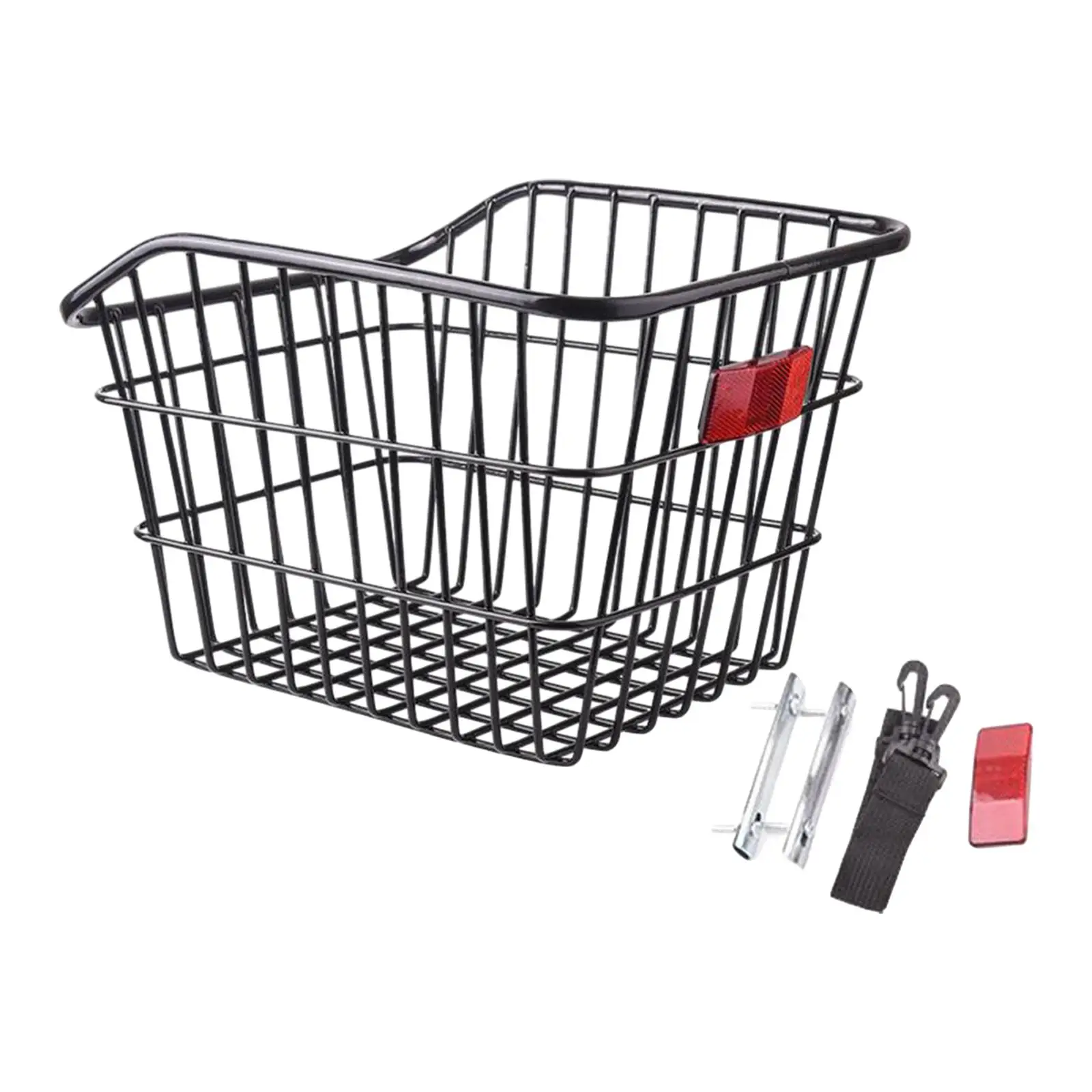 Bike Metal Wire Rear Basket without Cover Sturdy Convenient Assemble Universal Accessory Strengthened Frame for Mountain Bikes