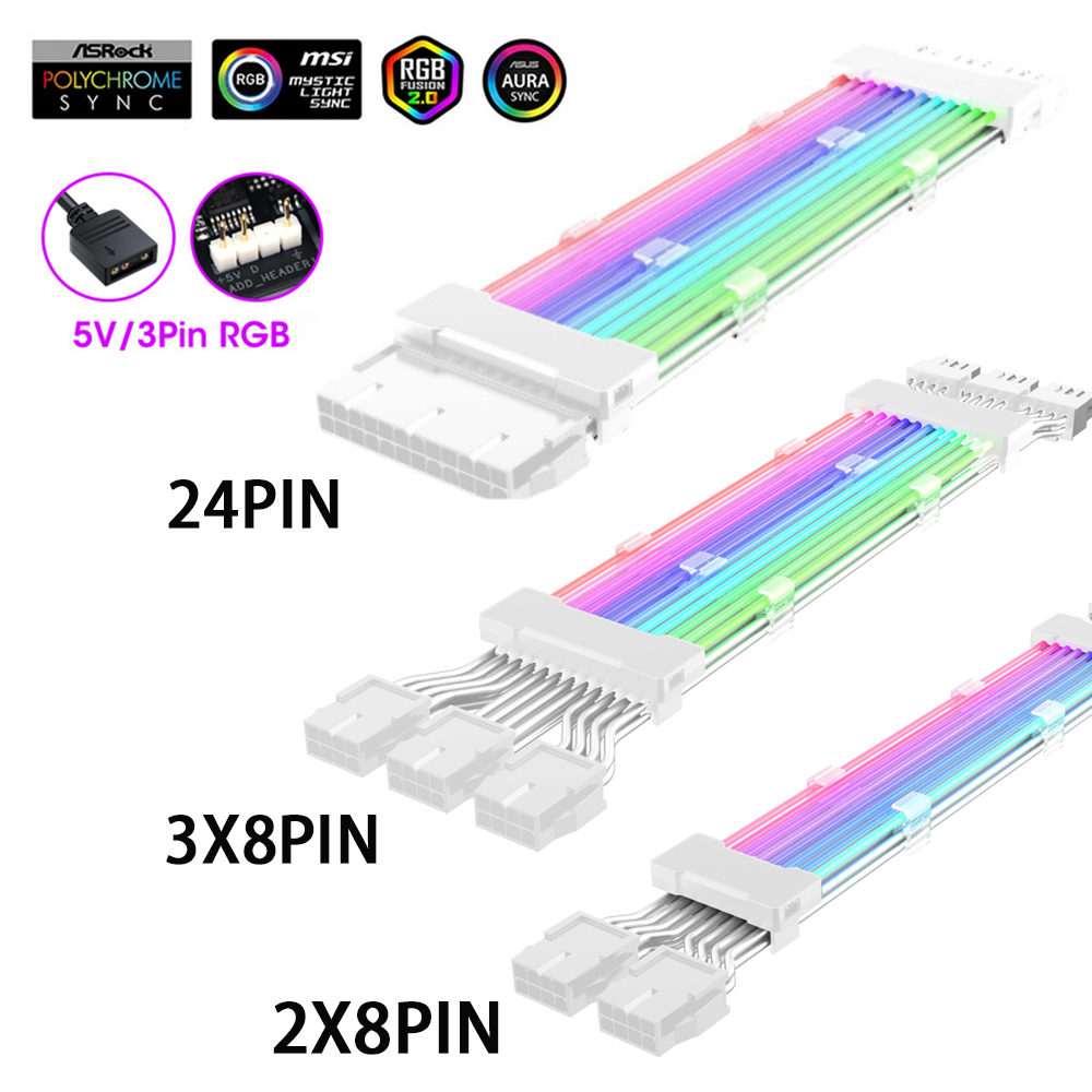 24Pin PCI-E GPU 2X8Pin Neon Color Line